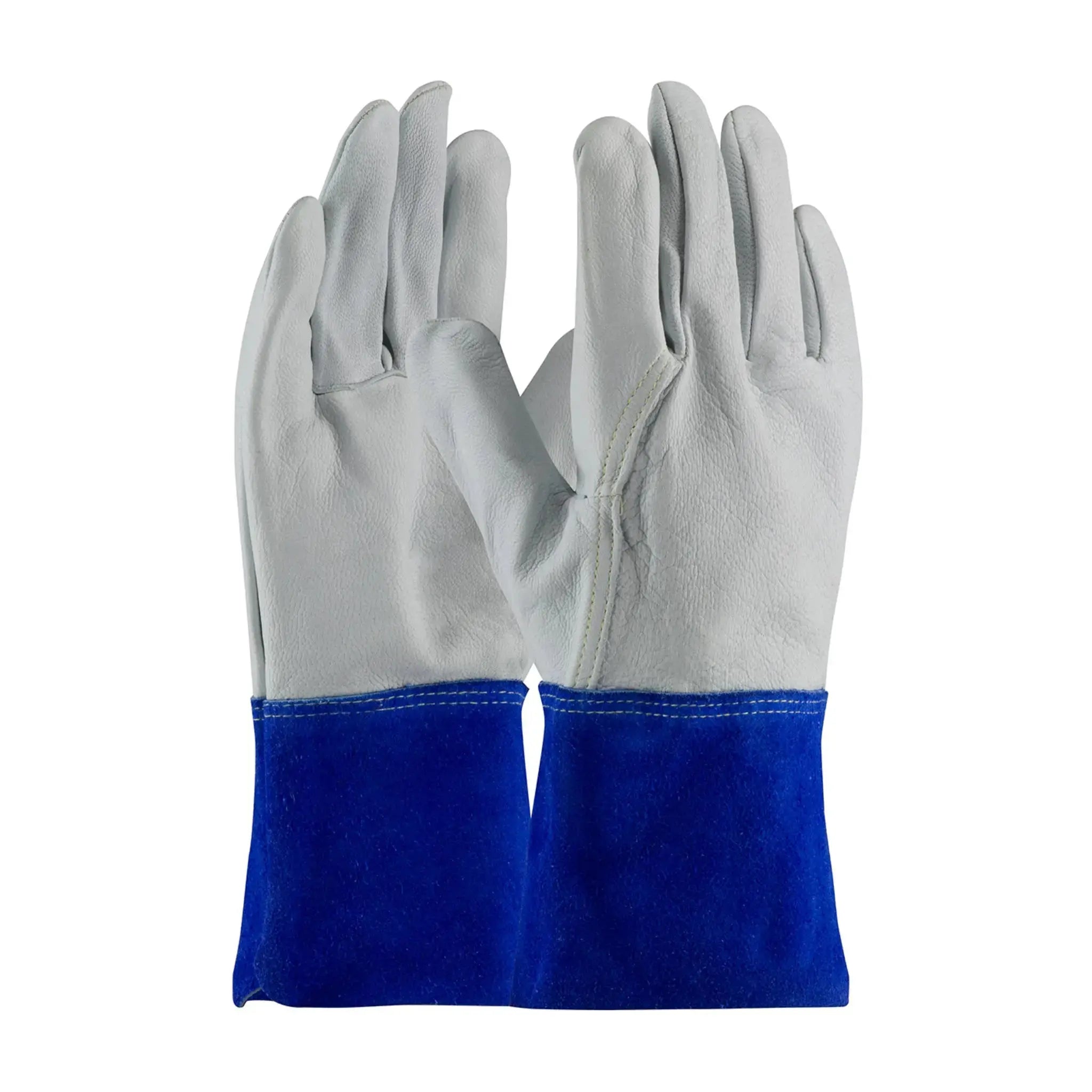 PIP 75-4854 Top Grain Leather Kevlar Stitched Mig Tig Welders Glove with Leather Slip-On Cuff, Gray, Pair of 12, Main Image
