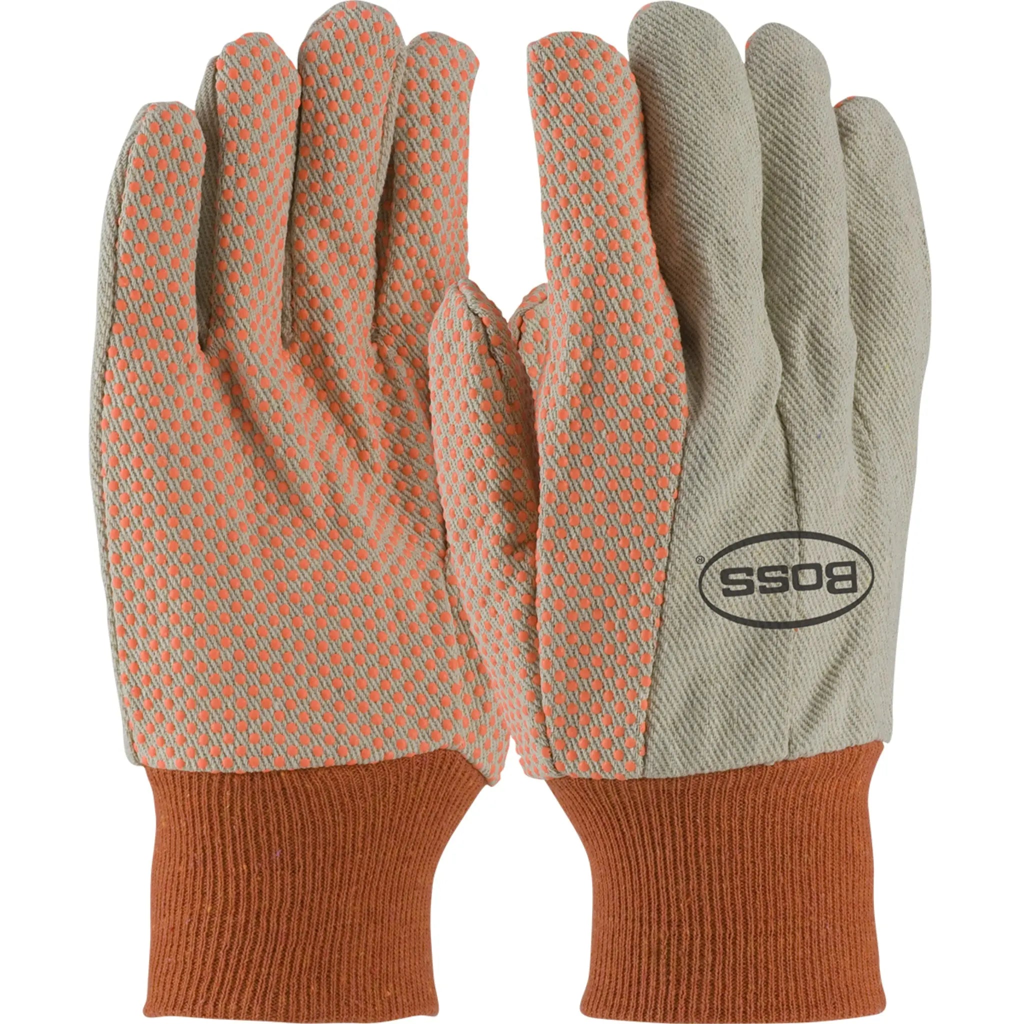 PIP Boss 91-910PDO Premium Cotton Canvas Gloves with PVC Grip - 10 oz, Mens, Pair of 12, Main Image