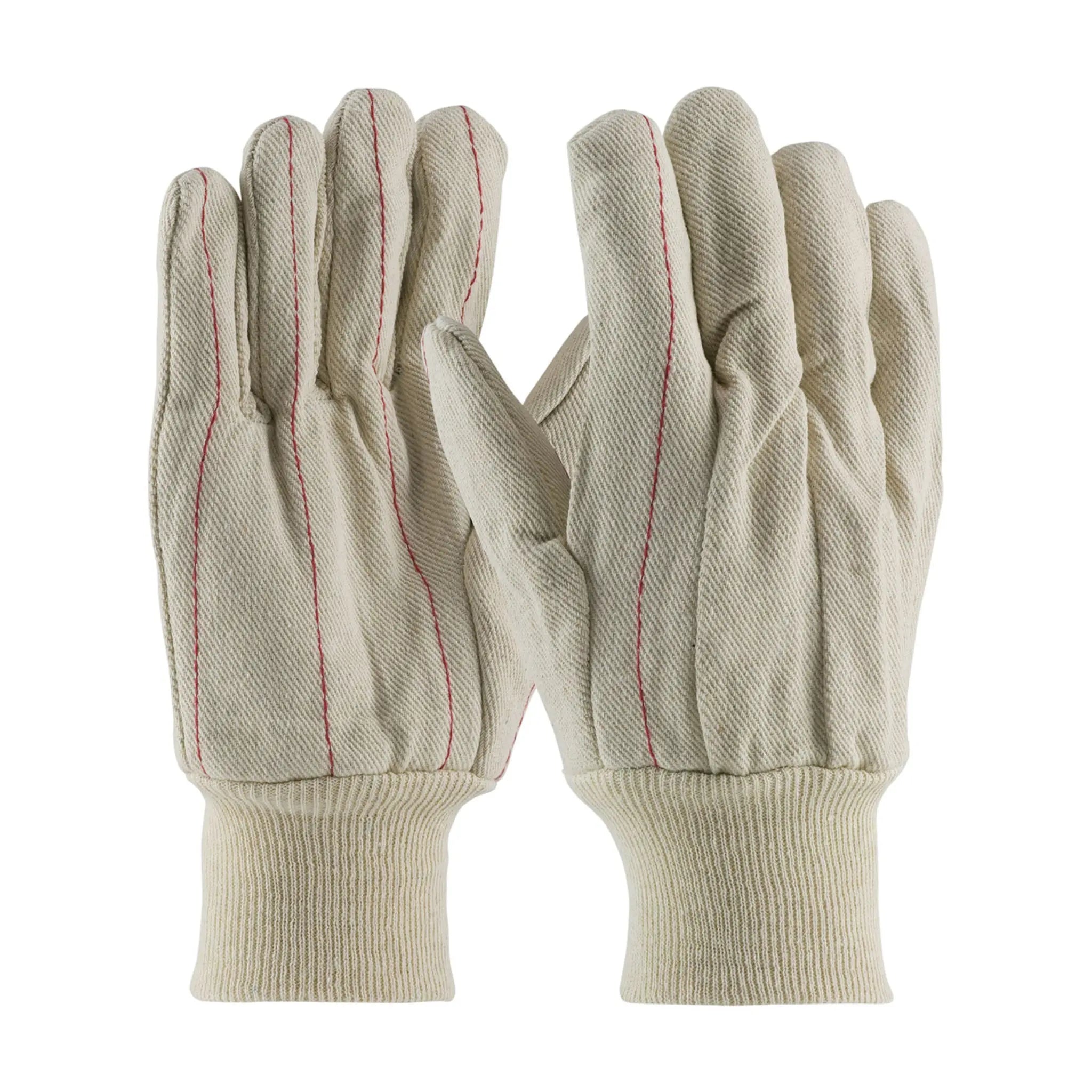 PIP 92-918 Cotton Canvas Double Palm Glove with Nap-in Finish - Knit Wrist, Natural, 12 Pairs, Main Image