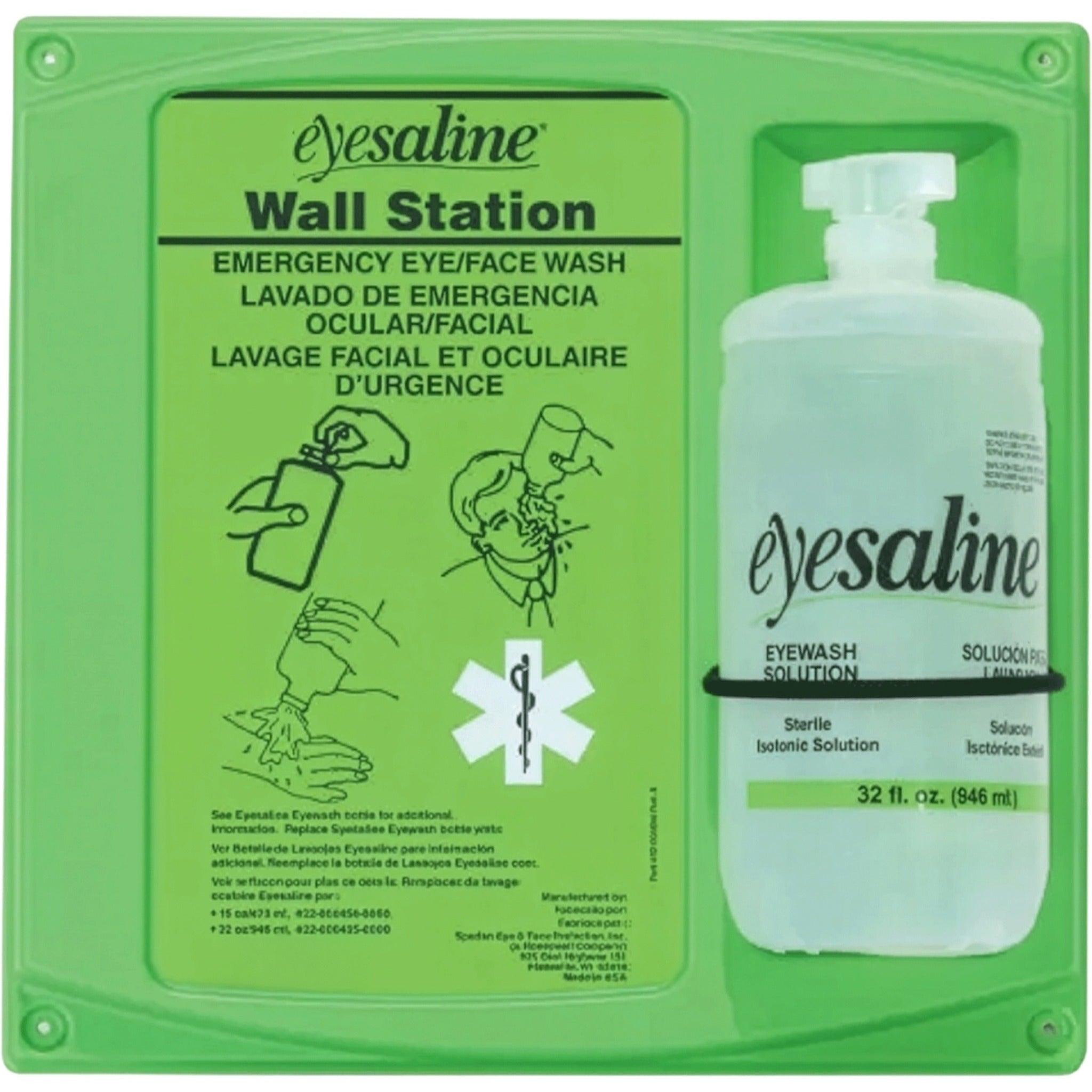 Honeywell Eyesaline 32-000461-0000 Single Bottle Eyewash Wall Station-Main_Image