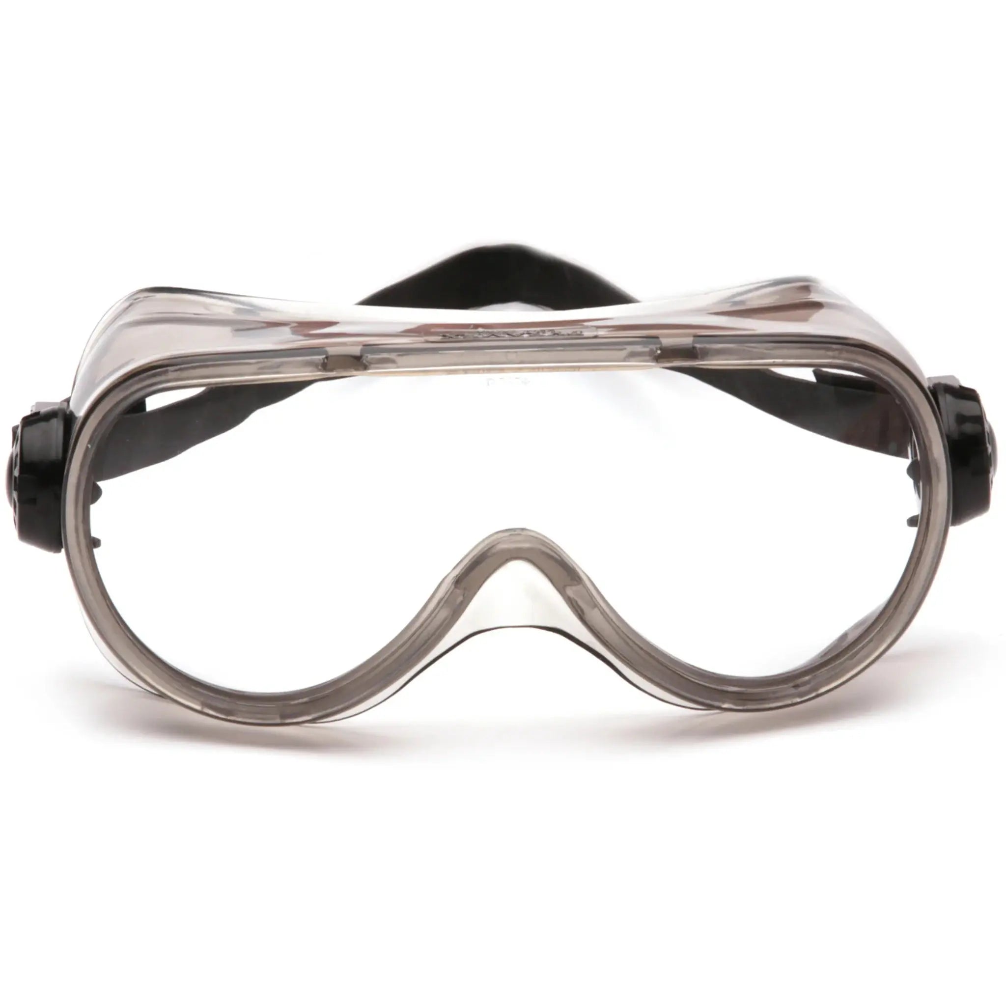 Pyramex G304TN Chem Splash Goggles with Neoprene Strap, Gray Body, Clear H2X Anti-Fog Lens, Front View