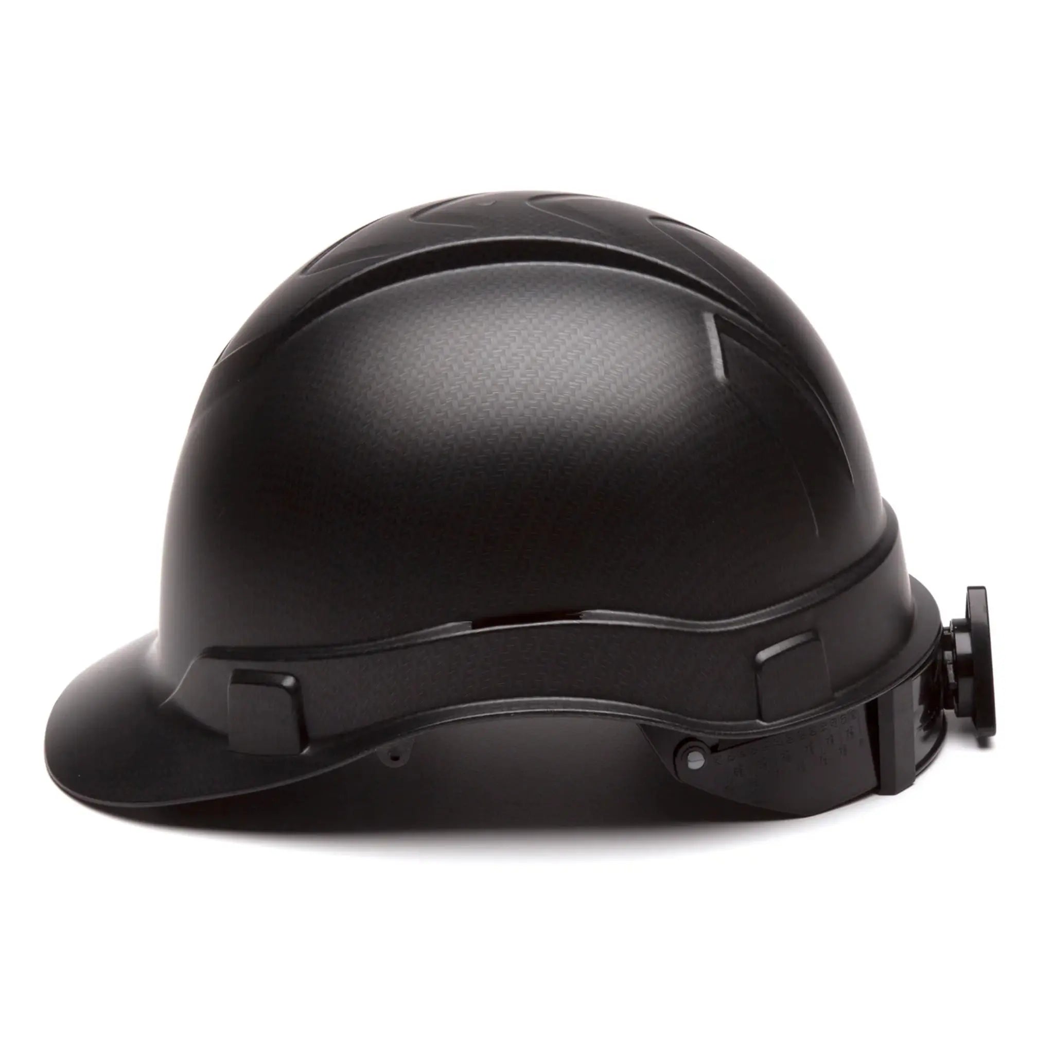 Pyramex Ridgeline HP44117 4 Point Standard Ratchet Cap Style Hard Hat with Graphite Pattern, Black, One Size, 1 Each, Side View