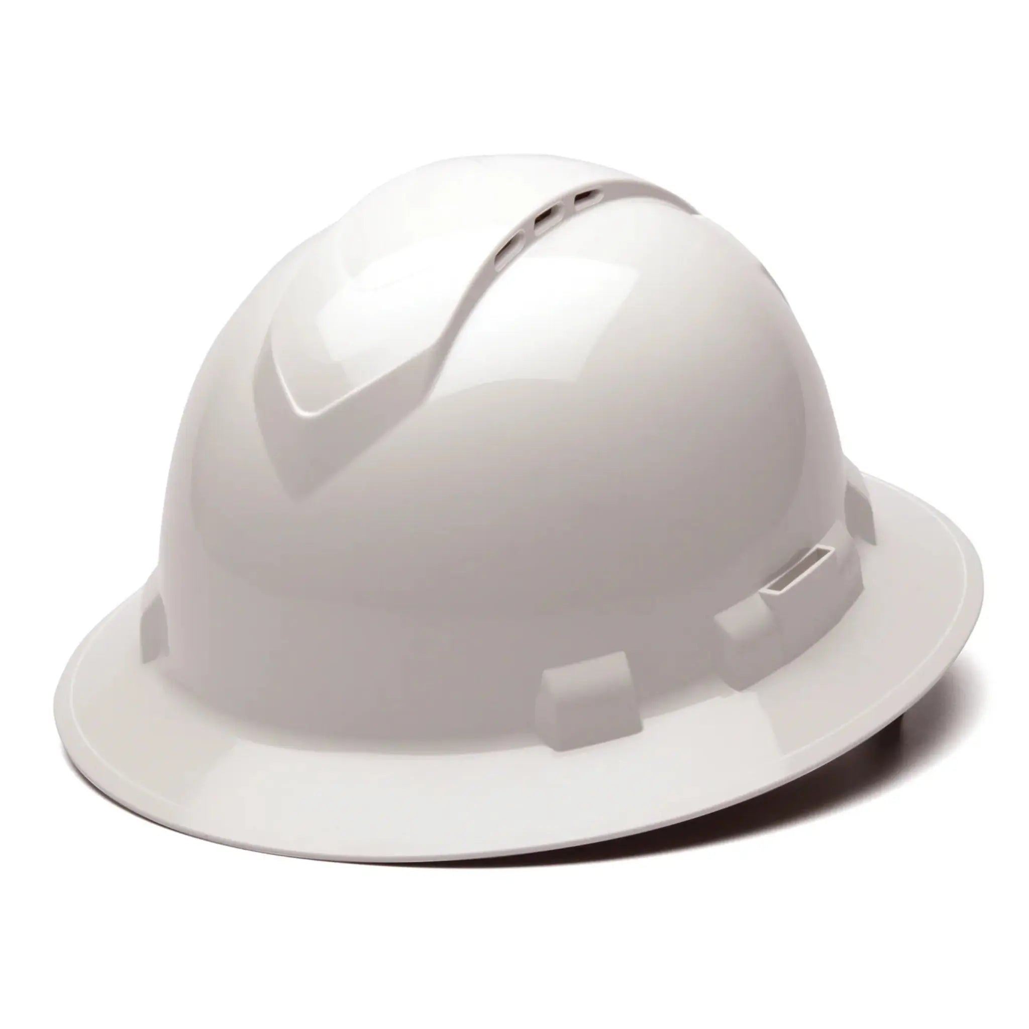 Pyramex Ridgeline HP54110 4 Point Standard Ratchet Full Brim Hard Hat, White, One Size, 1 Each, Main Image