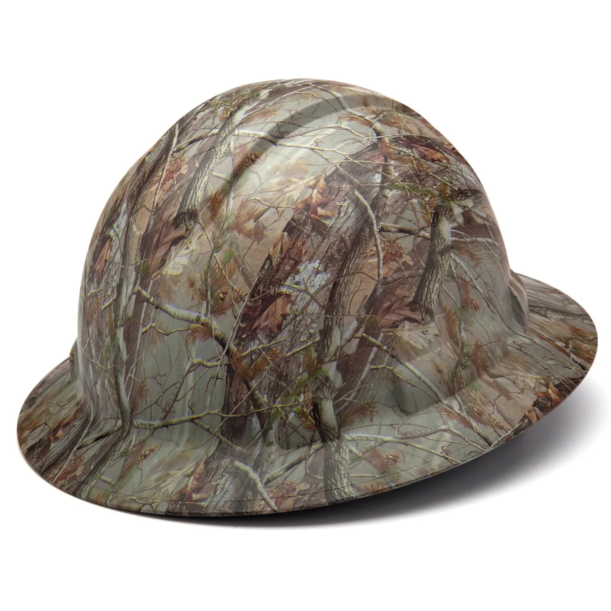 Pyramex Ridgeline Hydro Dipped 4 Point Standard Ratchet Full Brim Hard Hat, Woodland Camo