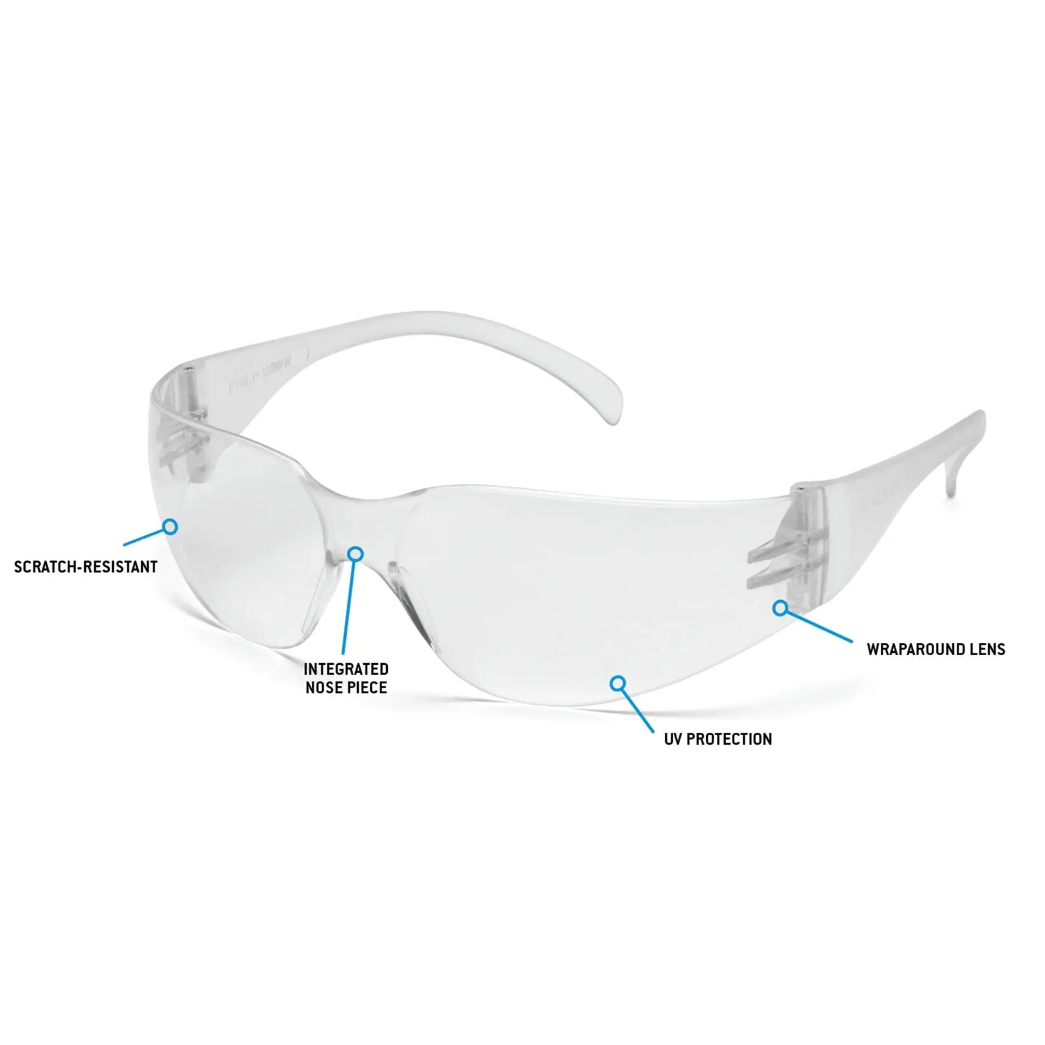 Pyramex Intruder S4110ST Safety Glasses, Clear Hard Coated Anti Fog Lens, Clear Temples, One Size, 1 Each, Details