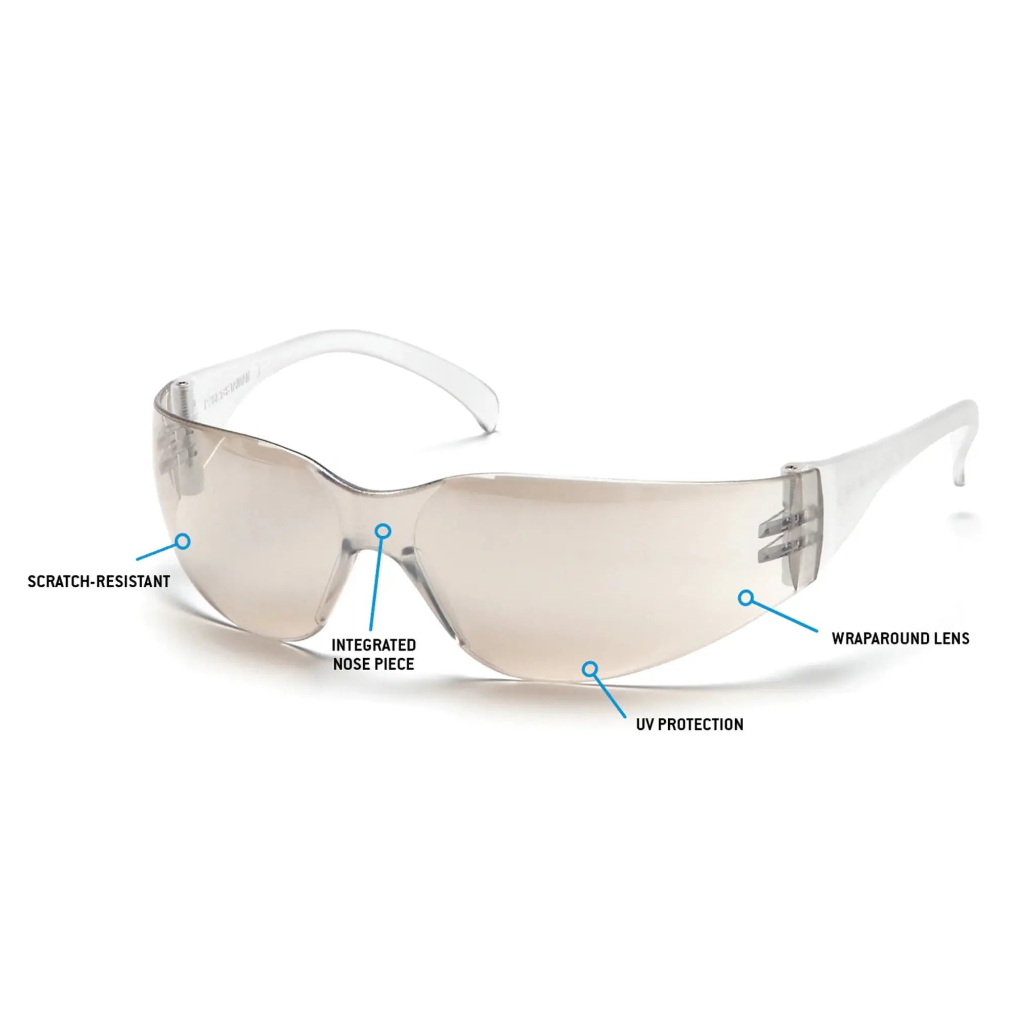 Pyramex Intruder S4180S Safety Glasses, Indoor Outdoor Mirror Lens and Temples, One Size, 1 Each, Details