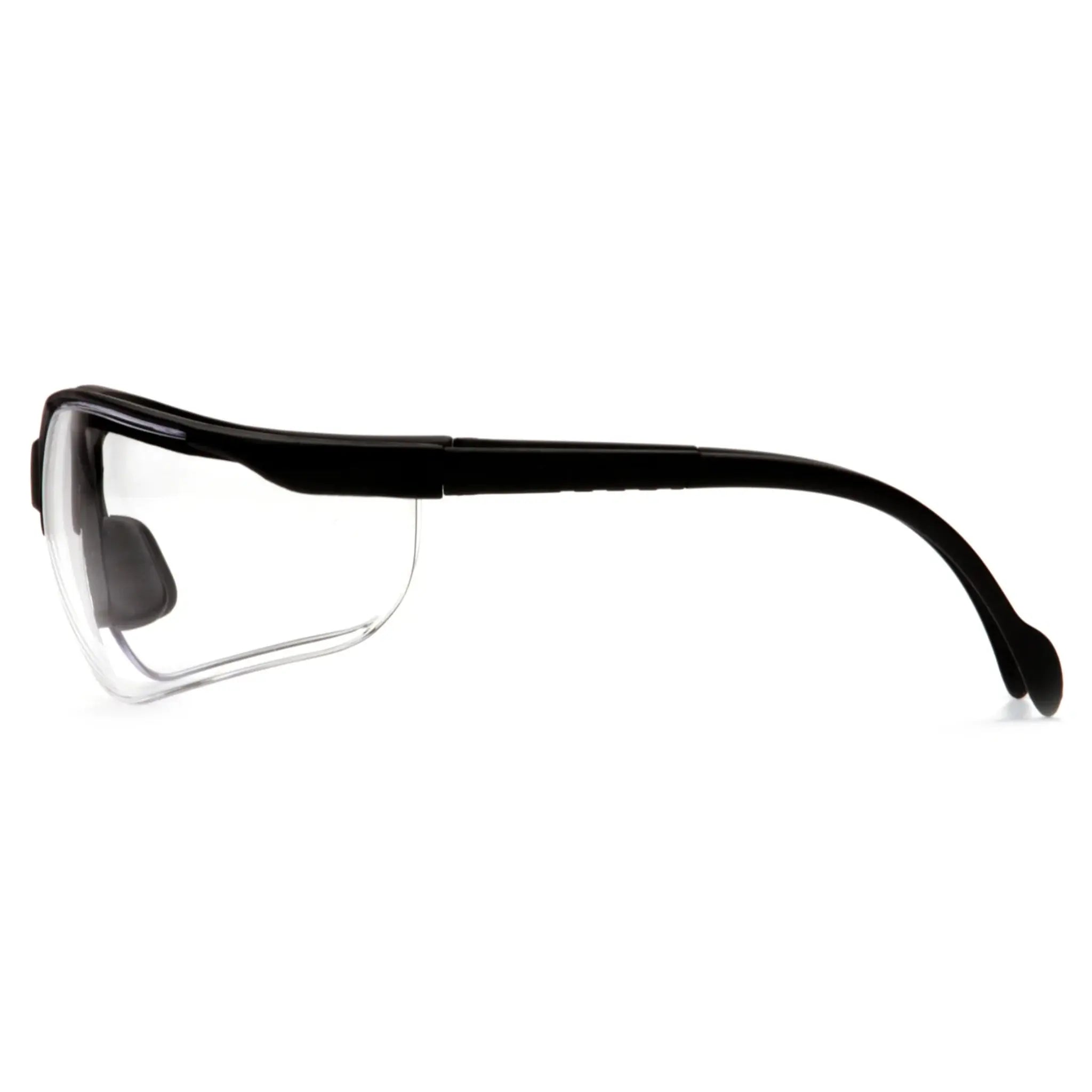 Pyramex Venture II SB1810ST Safety Glasses, Black Frame, Clear H2X Anti-Fog Lens, One Size, Box of 12, Side View