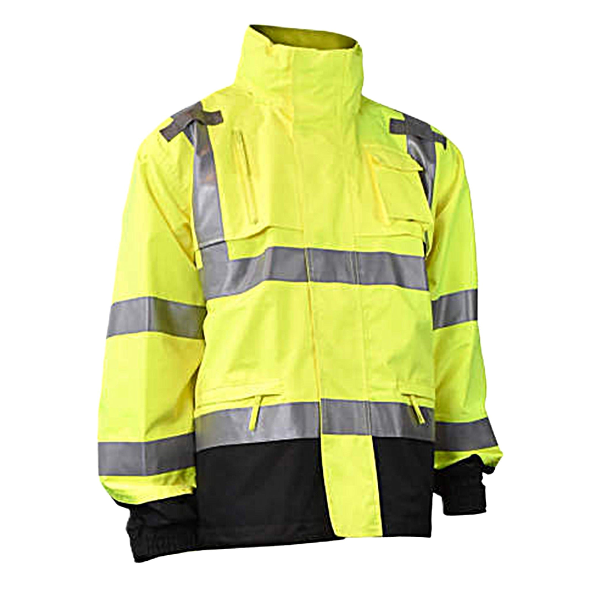 Radians RW32-3Z1Y Heavy Duty Rip Stop Waterproof Rain Jacket, Hi-Vis Green, 1 Each