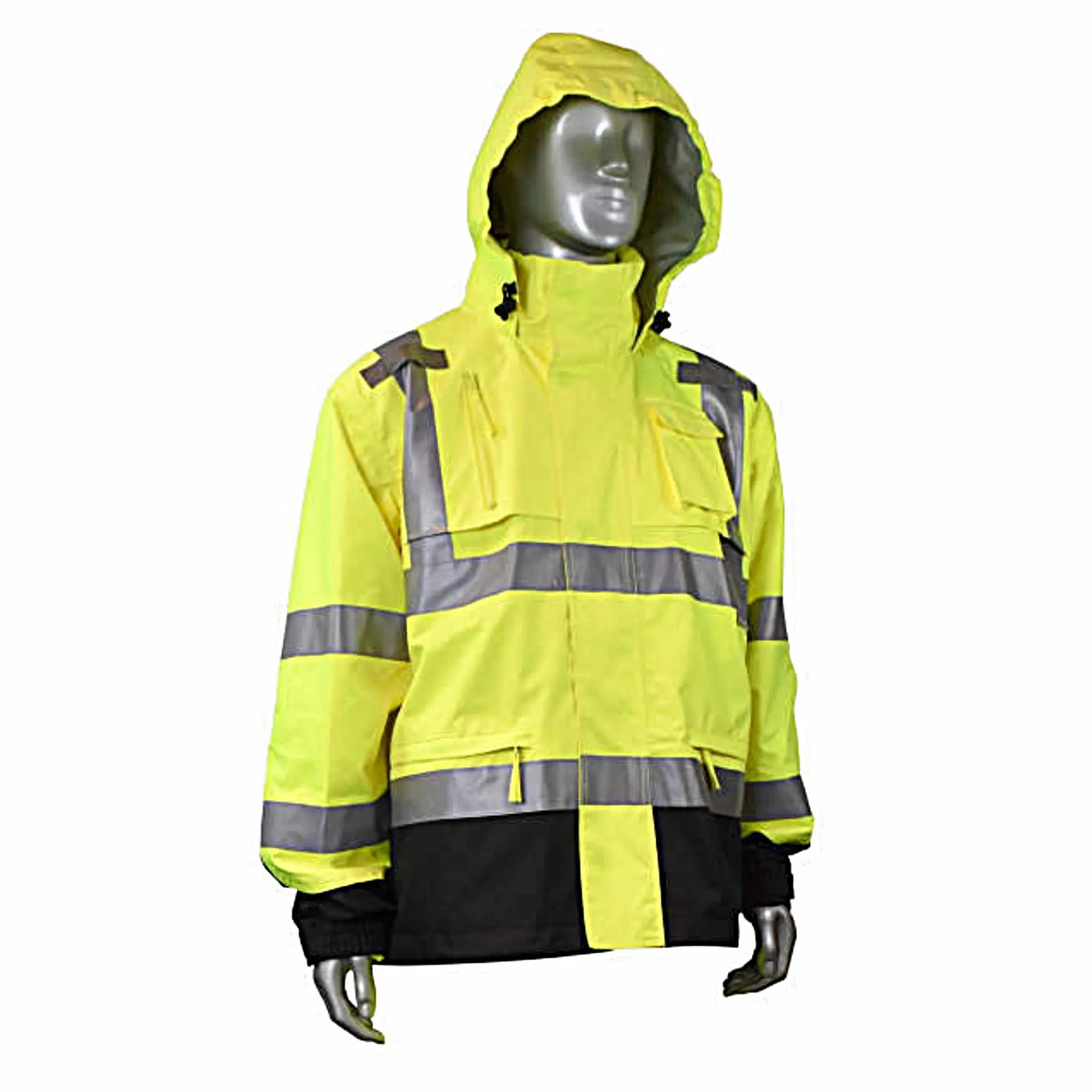 Radians RW32-3Z1Y Heavy Duty Rip Stop Waterproof Rain Jacket, Hi-Vis Green, 1 Each