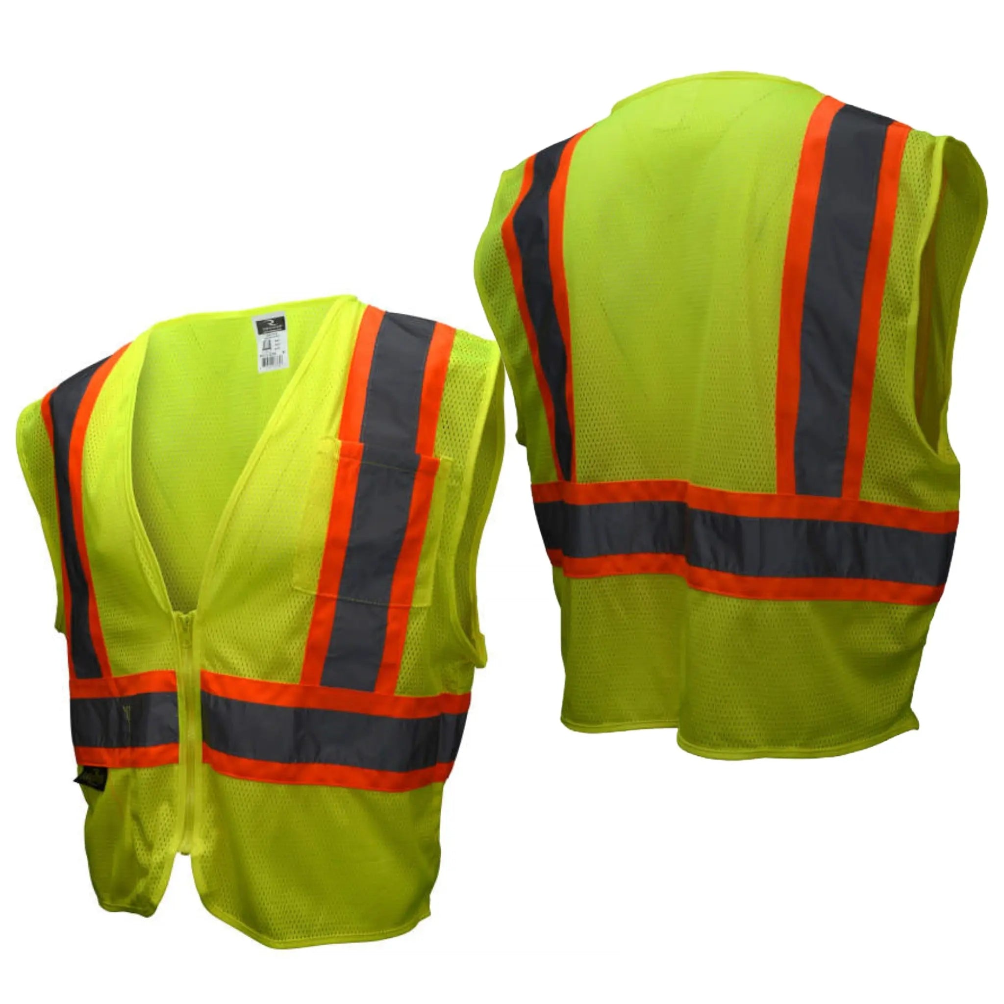 Radians SV22-2ZGM Economy Type R Class 2, Two-Tone Trim Safety Vest, Hi-Vis Green, 1 Each