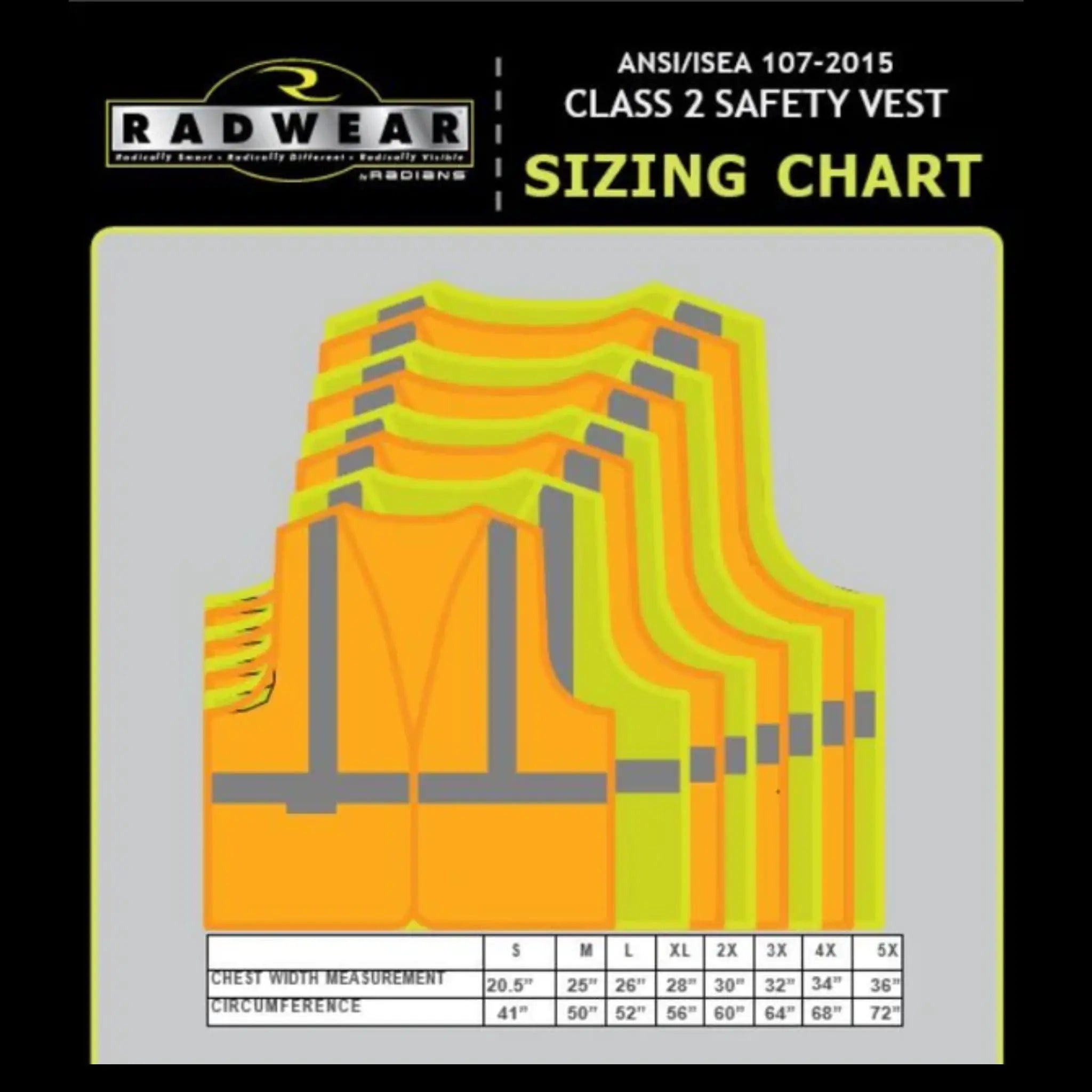 Radians SV2GM Economy Type R Class 2 Mesh Safety Vest, Hi-Vis Green, 1 Each, Sizing