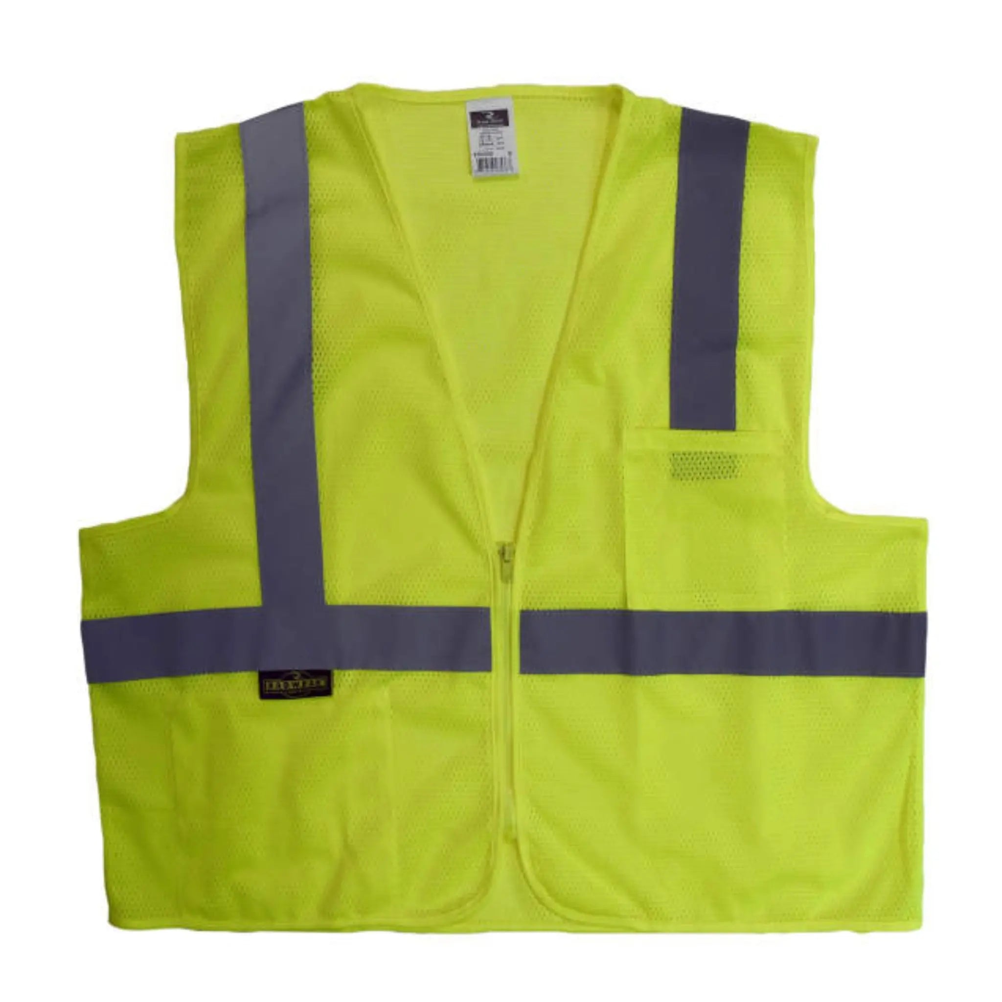 Radians SV2ZGM Economy Type R Class 2 Mesh Safety Vest with Zipper, Hi-Vis Yellow, 1 Each, Flat View-Front