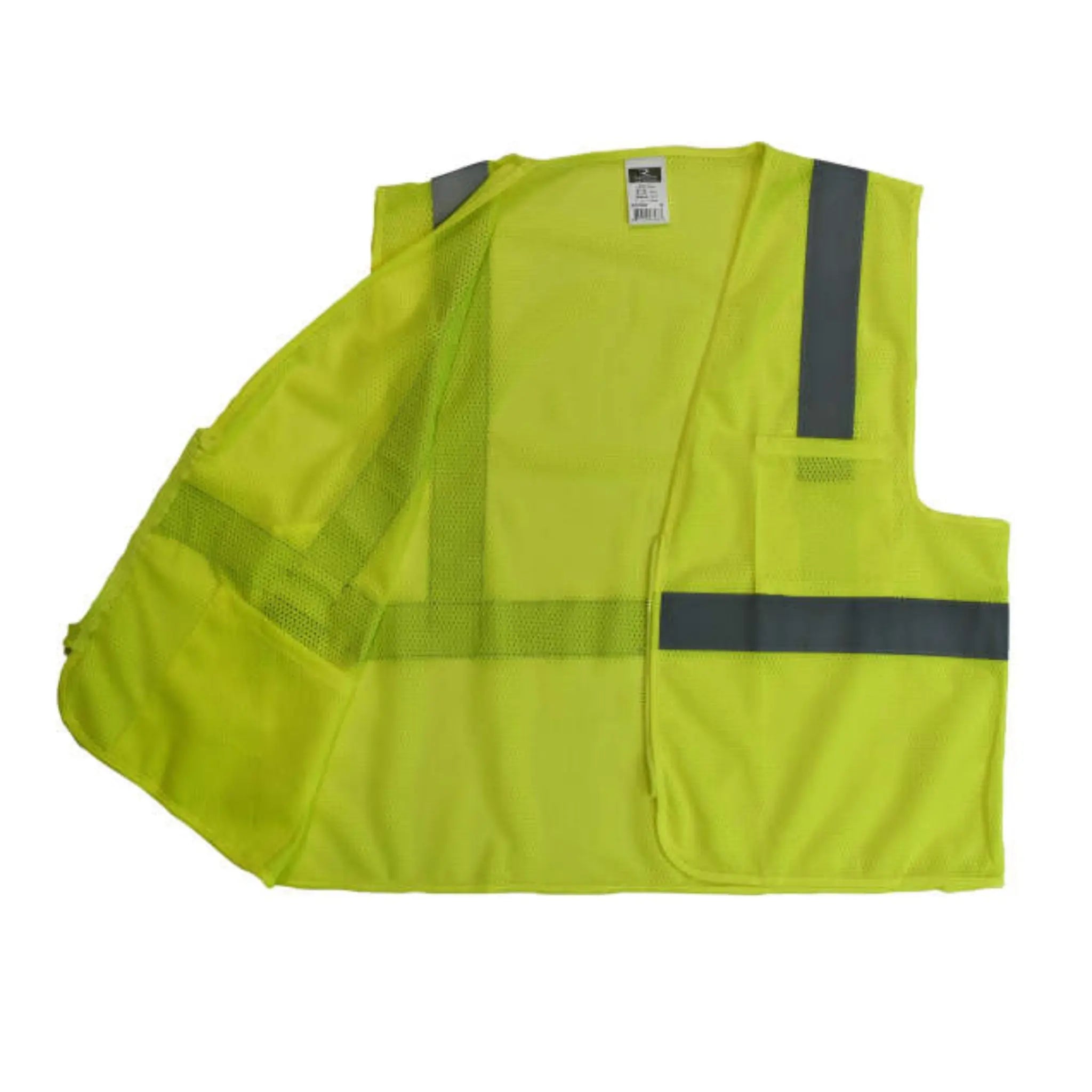 Radians SV2ZGM Economy Type R Class 2 Mesh Safety Vest with Zipper, Hi-Vis Yellow, 1 Each, Flat View-Inner