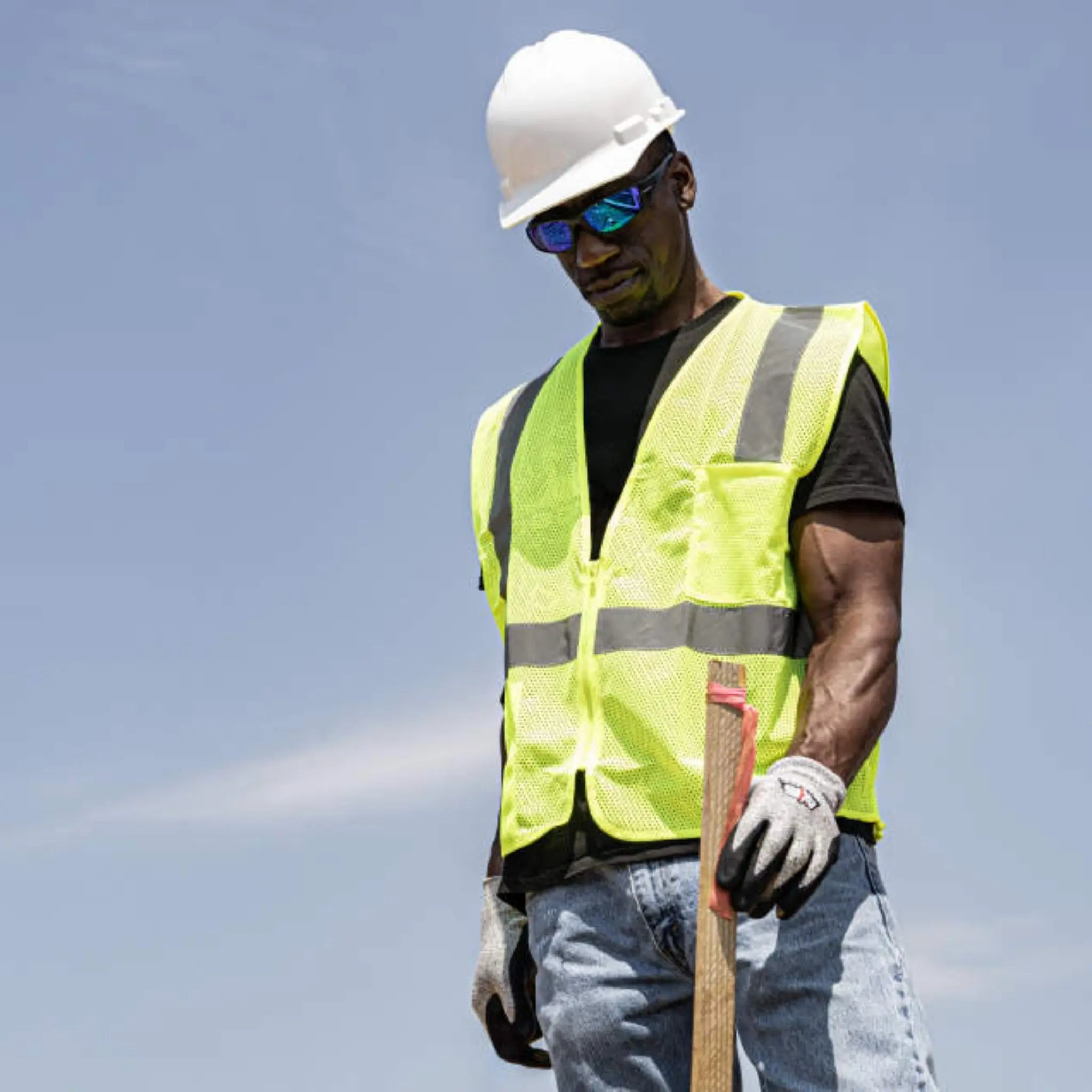 Radians SV2ZGM Economy Type R Class 2 Mesh Safety Vest with Zipper, Hi-Vis Yellow, 1 Each, In Action