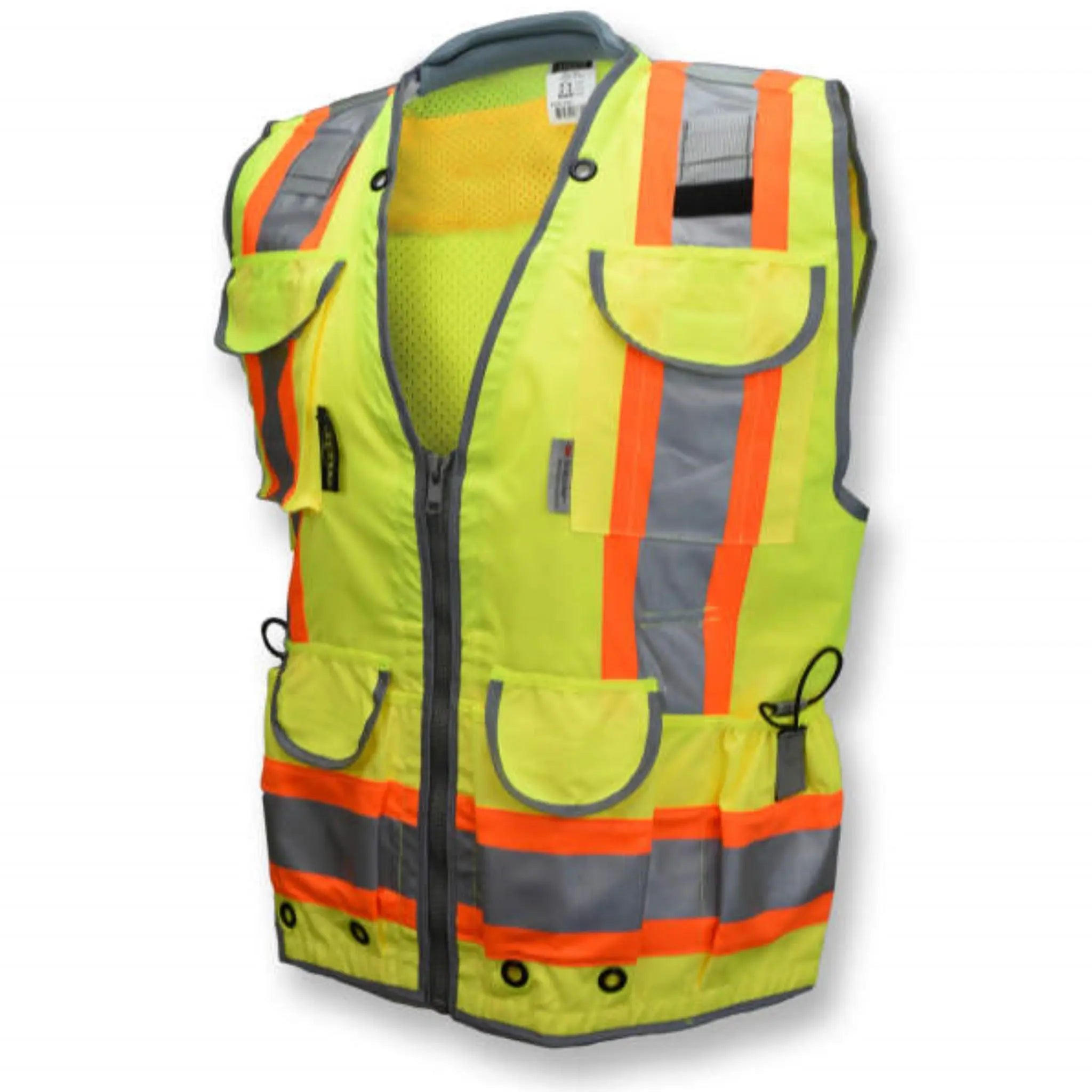 Radians SV55-2ZGD Class 2 Heavy Woven Two-Tone Engineer Vest, Hi-Vis Green, 1 Each