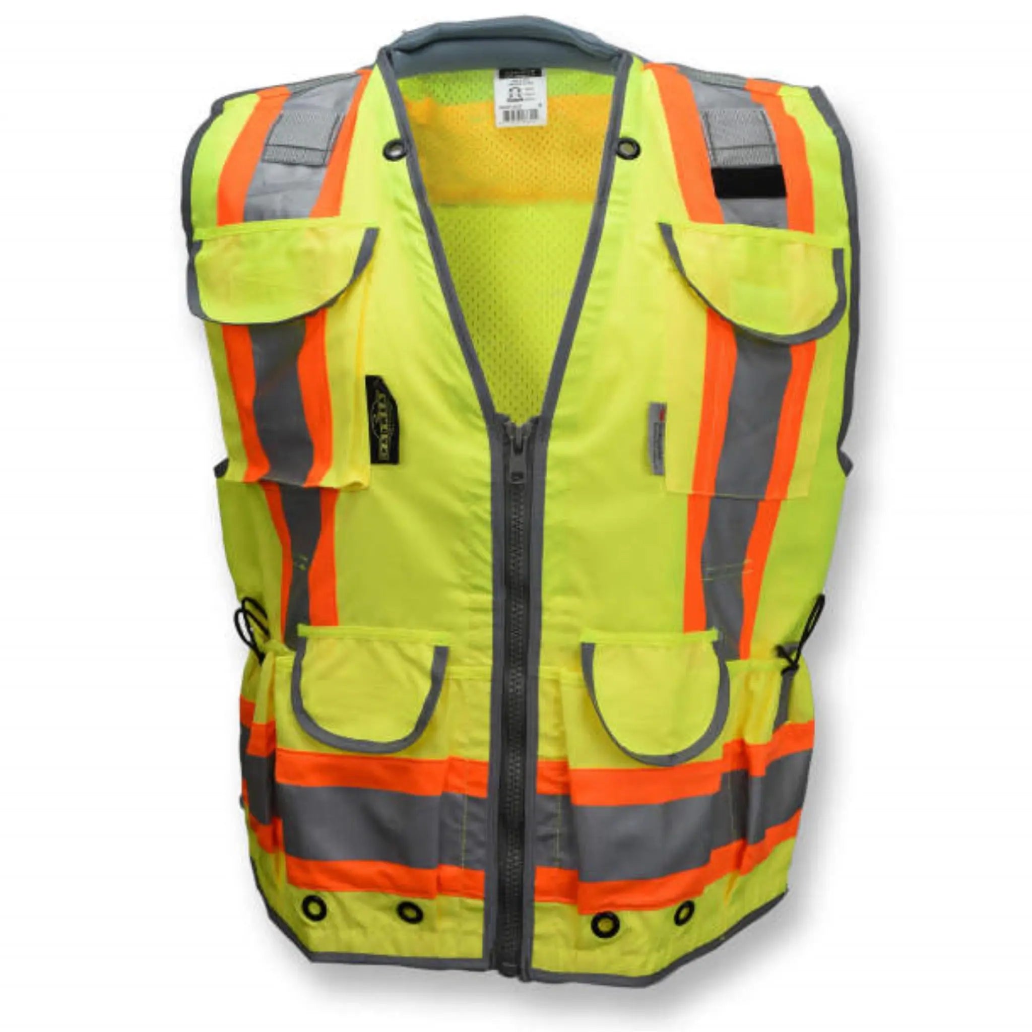 Radians SV55-2ZGD Class 2 Heavy Woven Two-Tone Engineer Vest, Hi-Vis Green, 1 Each