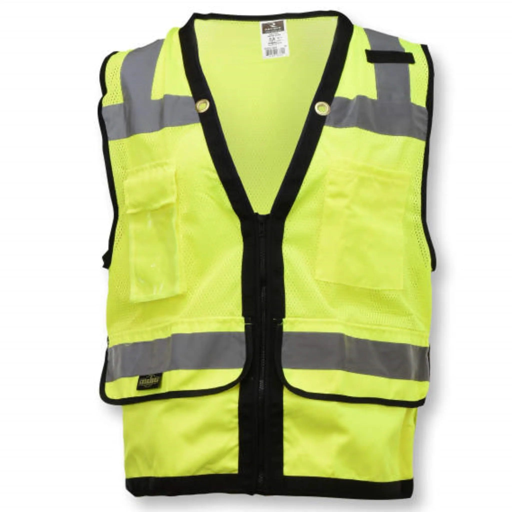 Radians SV59Z-2ZGD Type R Class 2 Heavy Duty Mesh/Solid Surveyor Safety Vest, Hi Vis Green, 1 Each