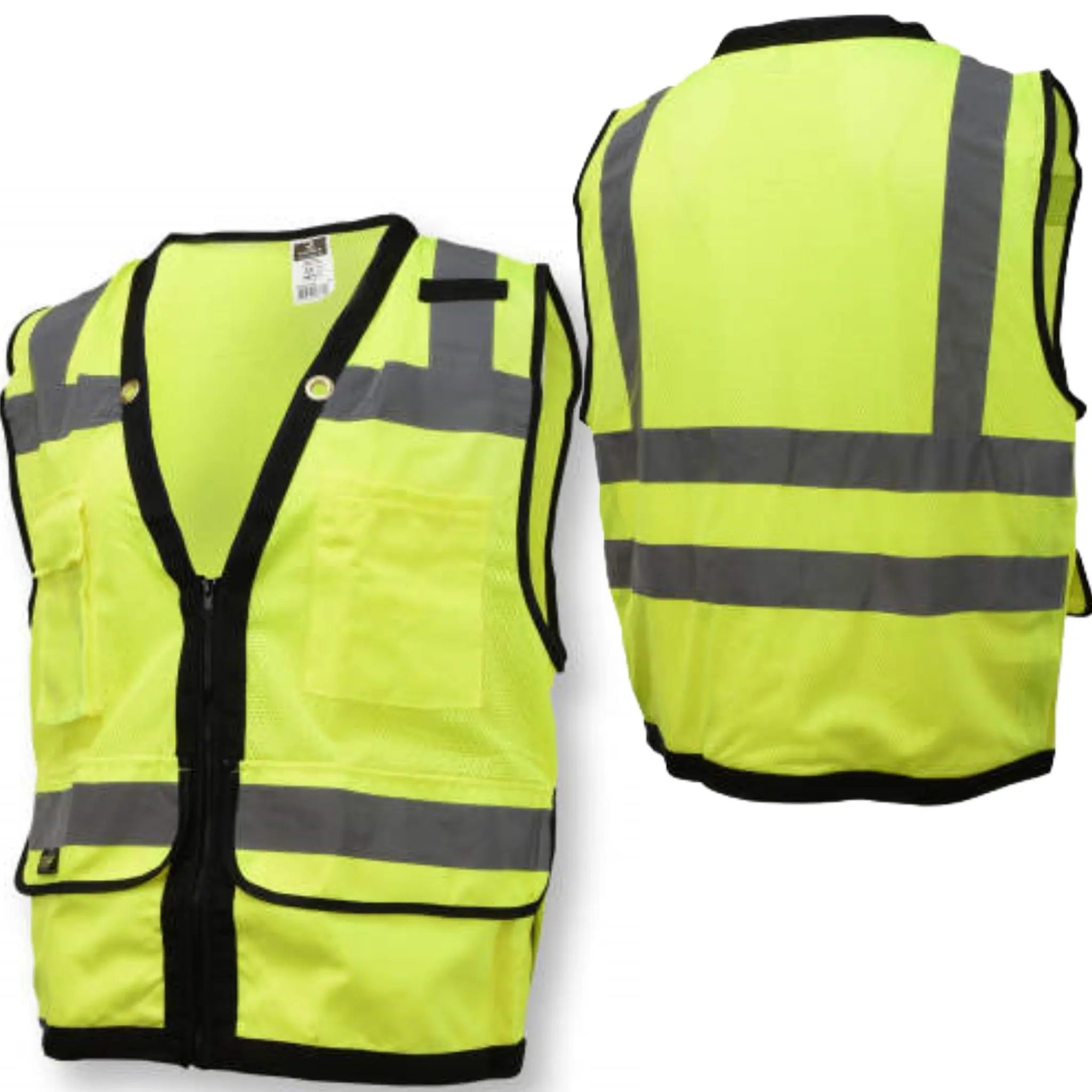 Radians SV59Z-2ZGD Type R Class 2 Heavy Duty Mesh/Solid Surveyor Safety Vest, Hi Vis Green, 1 Each