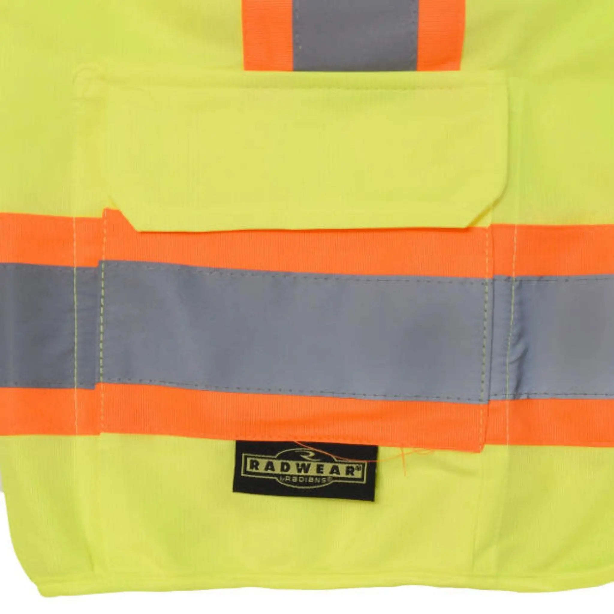 Radians SV6G Type R Class 2 Solid Front/Mesh Back Surveyor Safety Vest, Hi-Vis Green, 1 Each, Details_03