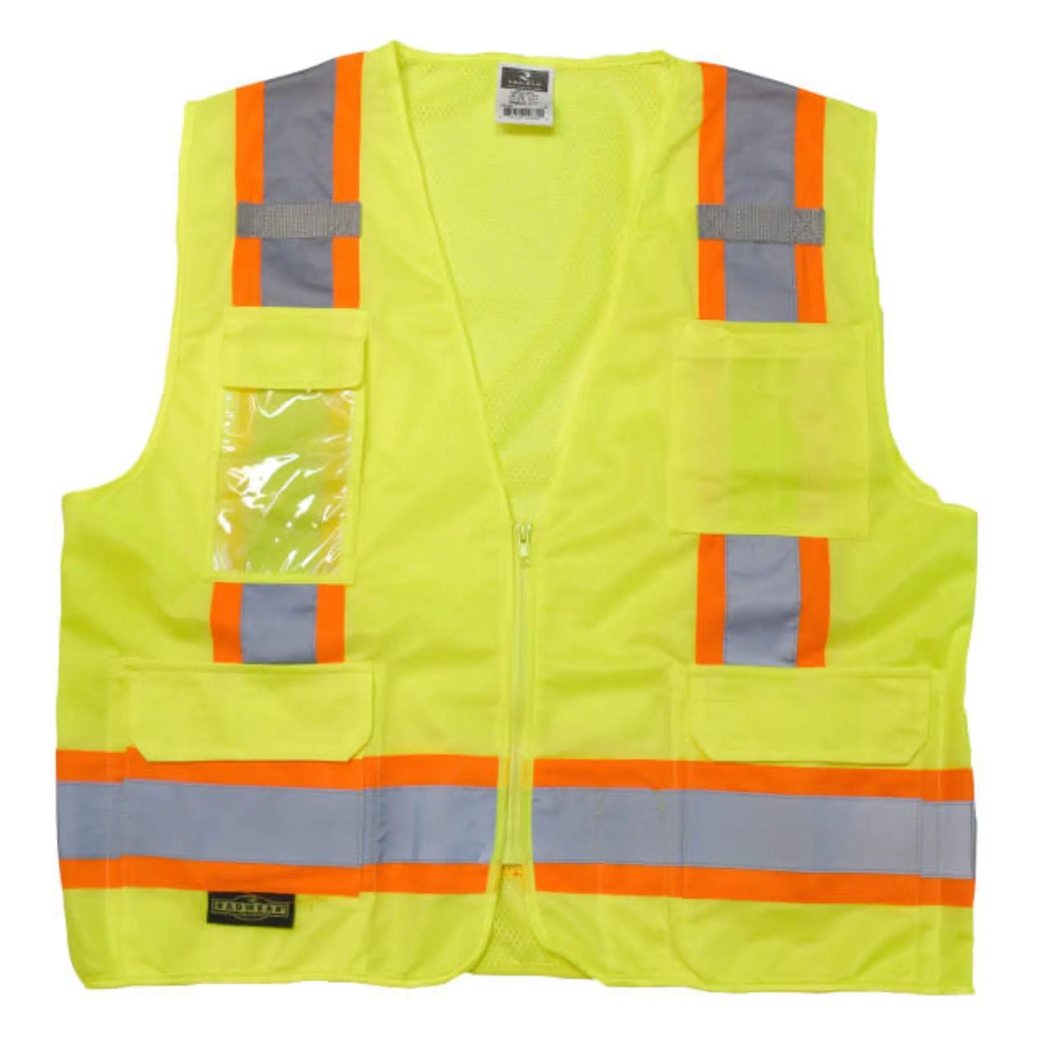 Radians SV6G Type R Class 2 Solid Front/Mesh Back Surveyor Safety Vest, Hi-Vis Green, 1 Each, Flat View-Front