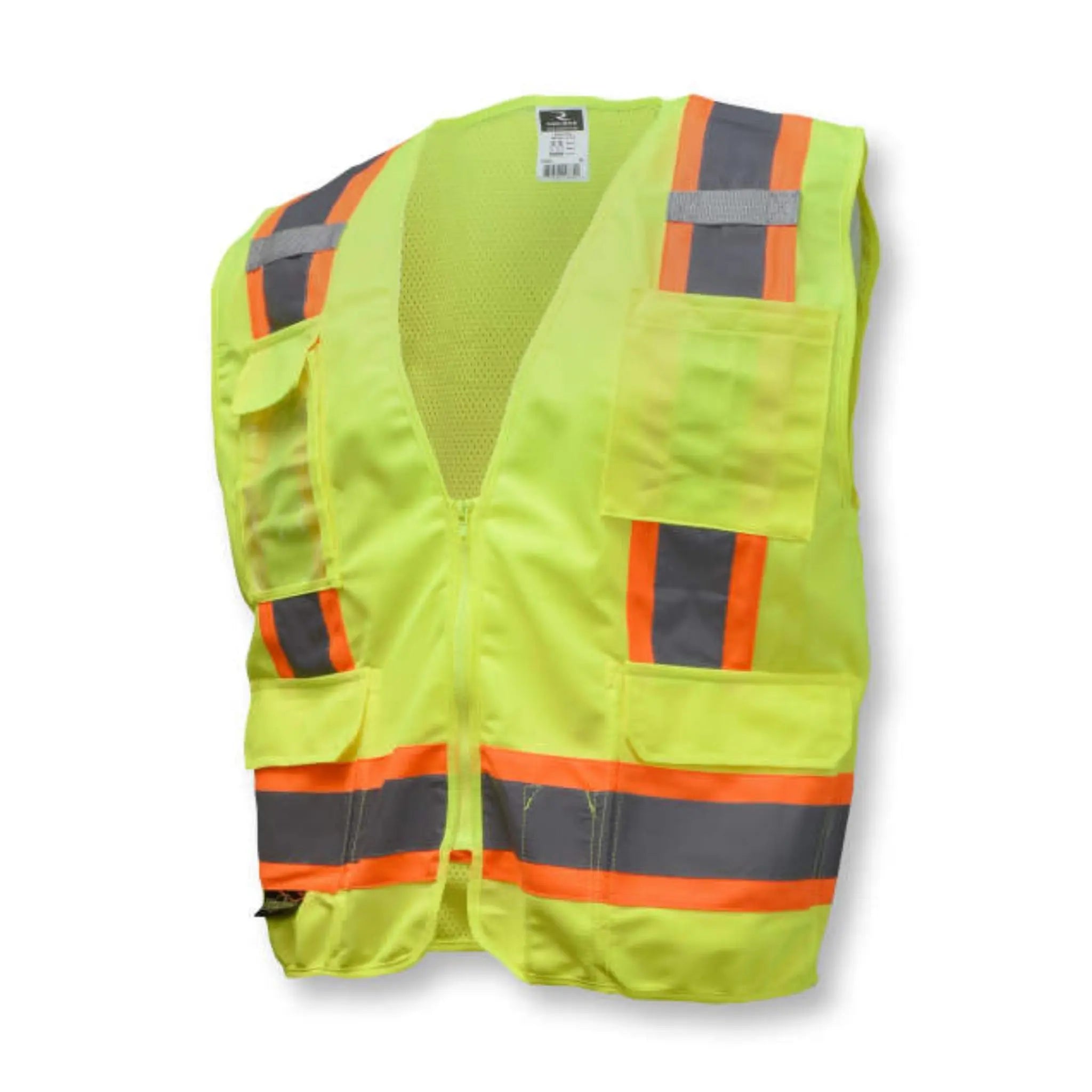 Radians SV6G Type R Class 2 Solid Front/Mesh Back Surveyor Safety Vest, Hi-Vis Green, 1 Each, Front View