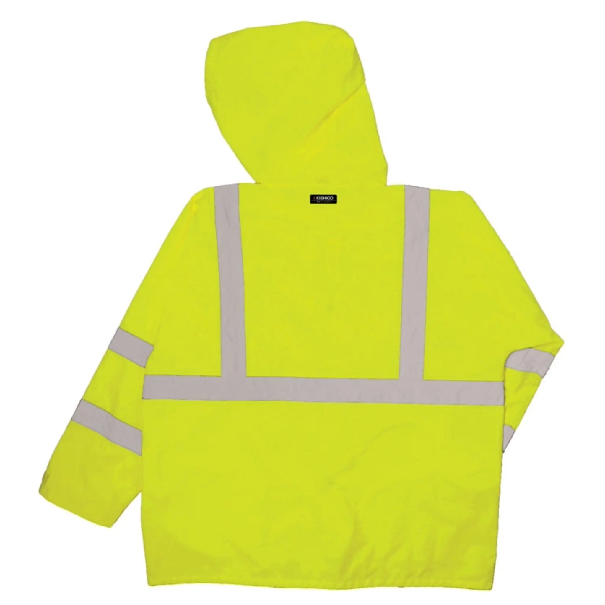 Kishigo RW110 Economy Rainwear Set, Lime, 1 Each-Back-flat