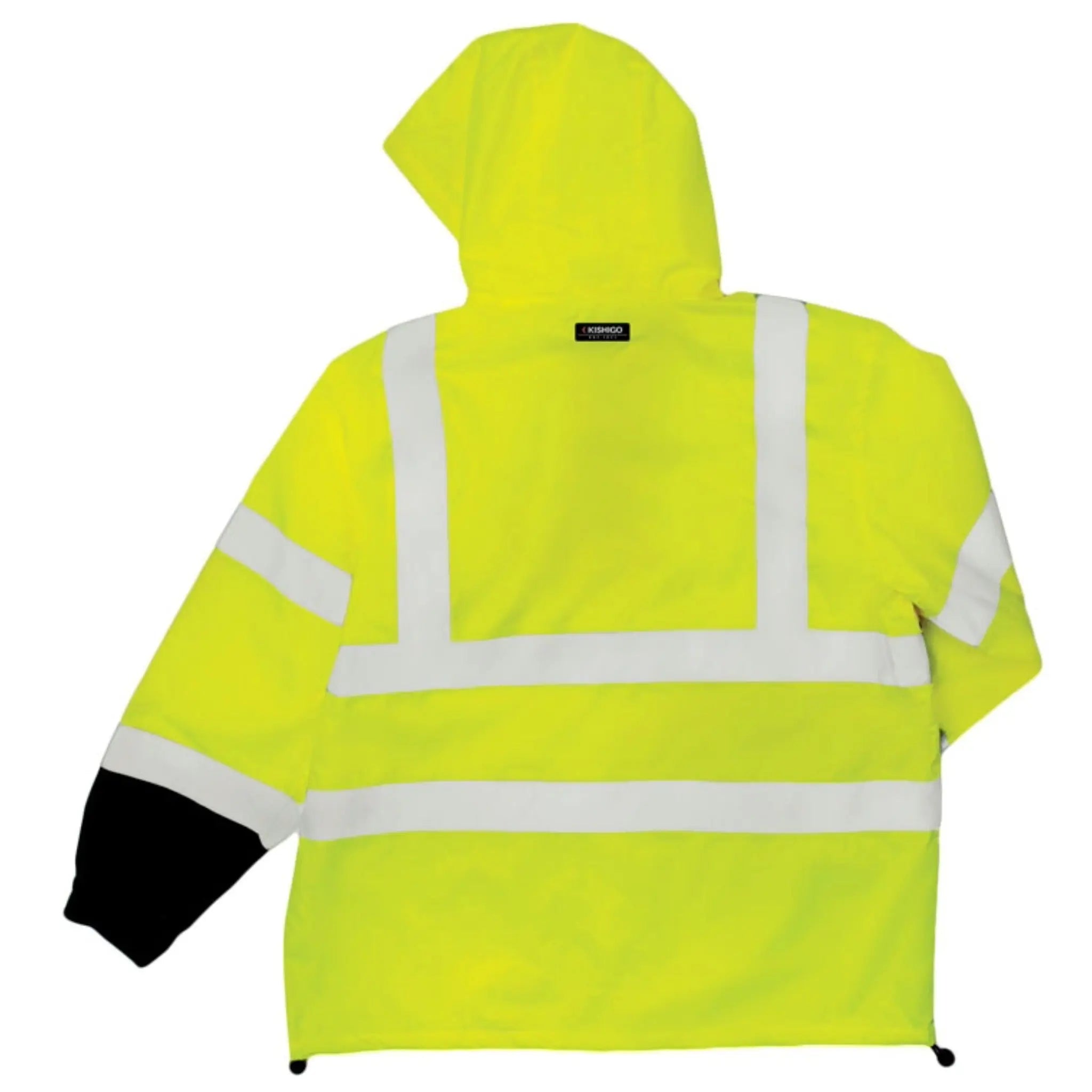 Kishigo RWJ102 Storm Cover Rainwear Jacket, Type R, Class 3, Lime, 1 Each-Back-Flat