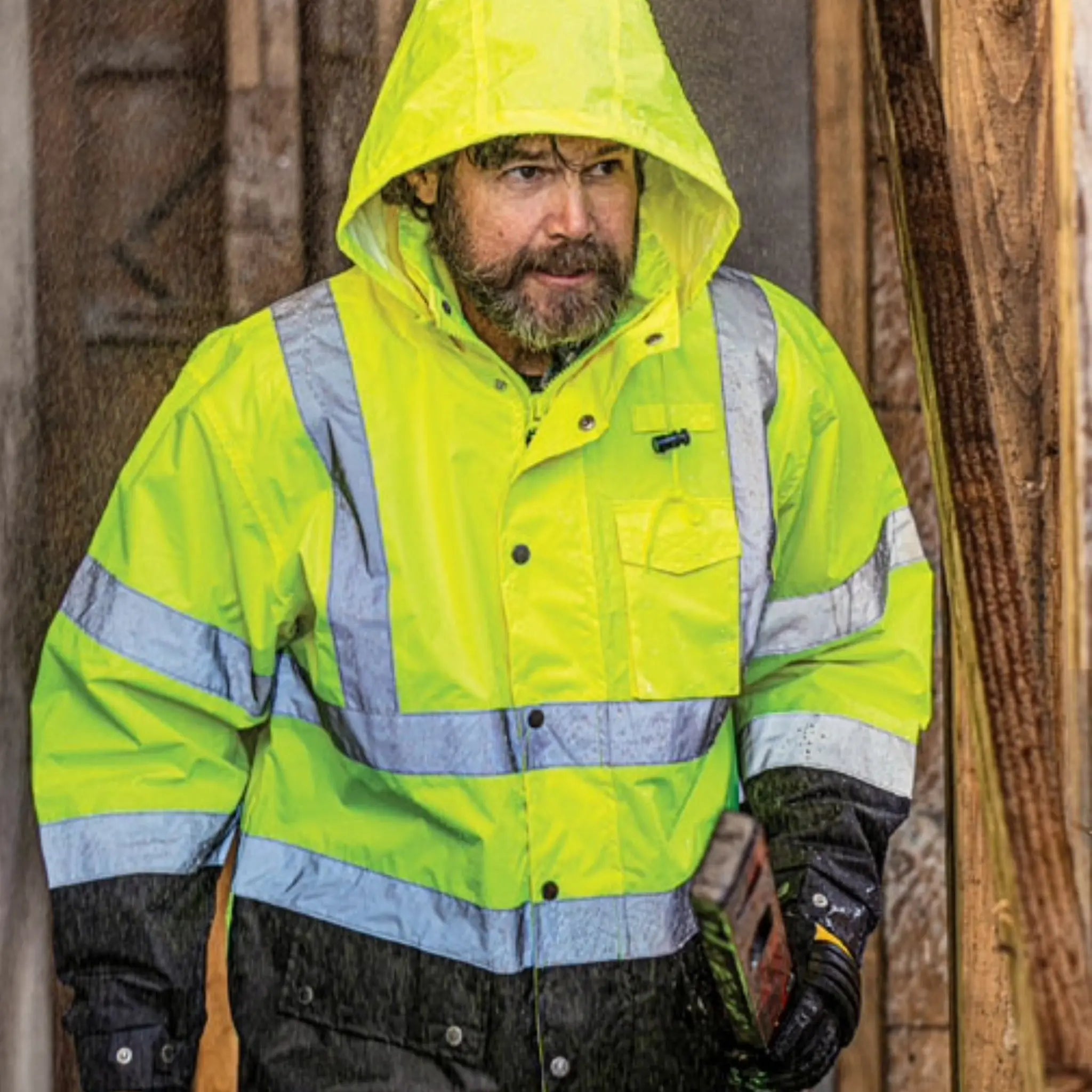 Kishigo RWJ102 Storm Cover Rainwear Jacket, Type R, Class 3, Lime, 1 Each-Model2
