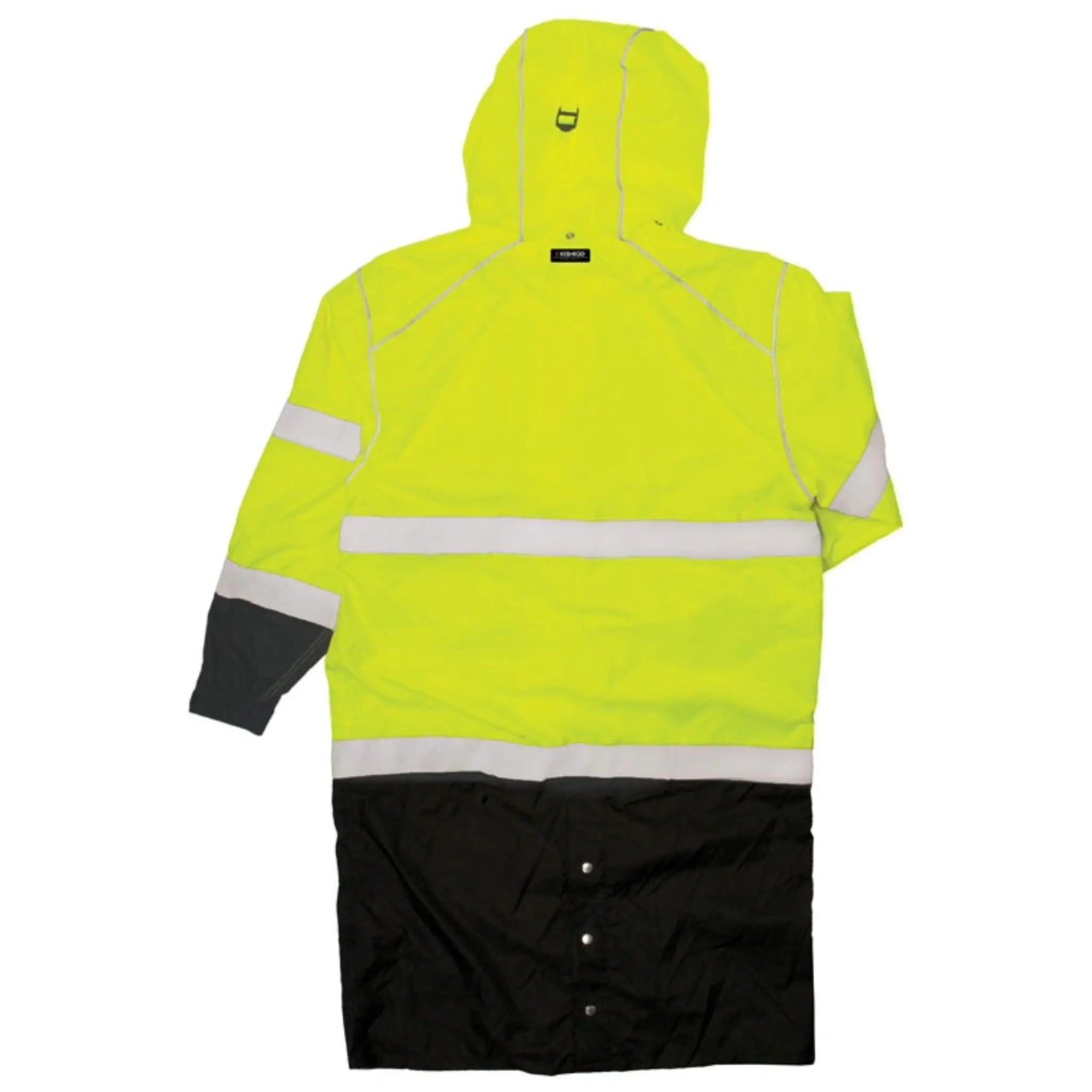 Kishigo RWJ108 Premium Brilliant Series Long Rain Coat, Type R, Class 3, Lime, 1 Each-B-Flat