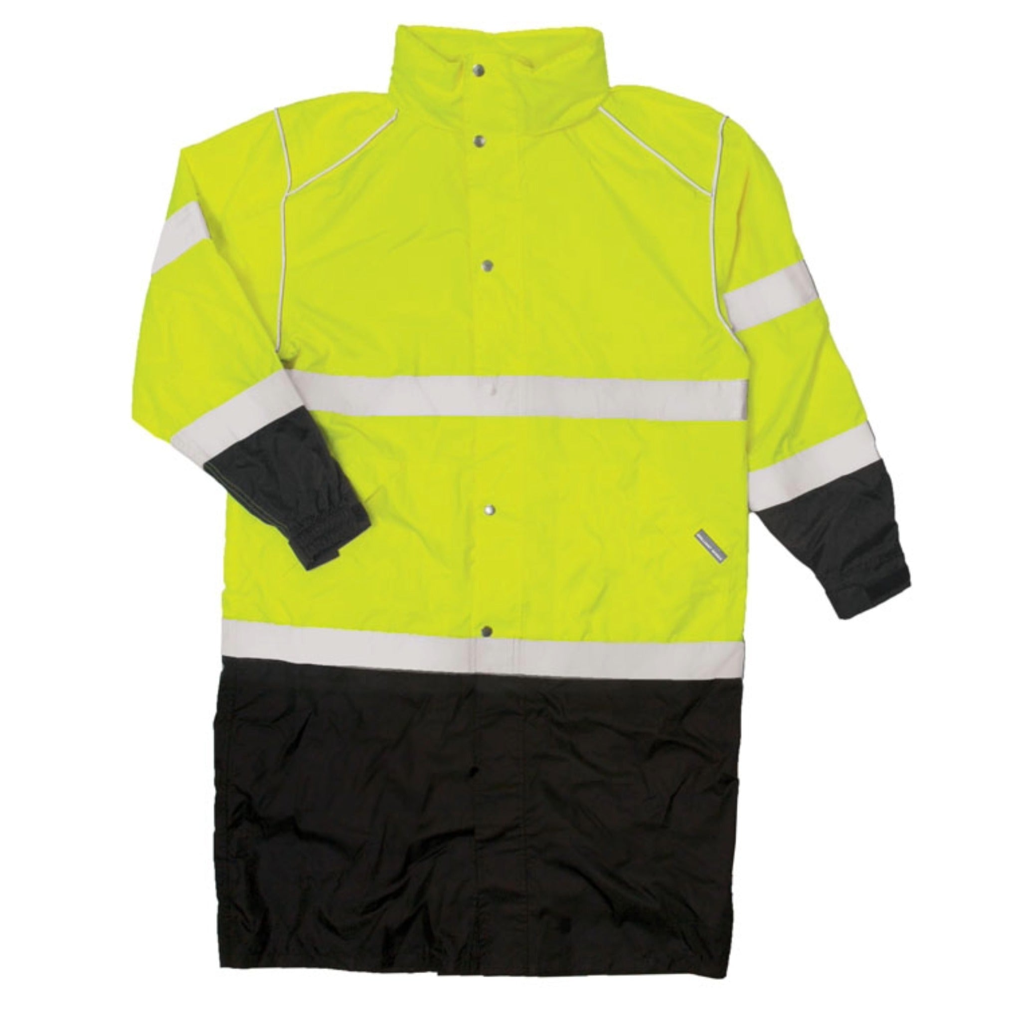 Kishigo RWJ108 Premium Brilliant Series Long Rain Coat, Type R, Class 3, Lime, 1 Each-F-Flat