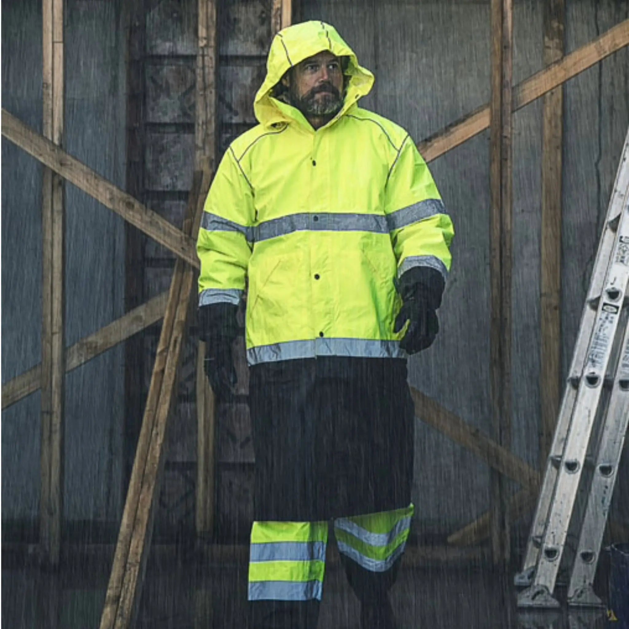 Kishigo RWJ108 Premium Brilliant Series Long Rain Coat, Type R, Class 3, Lime, 1 Each-Model