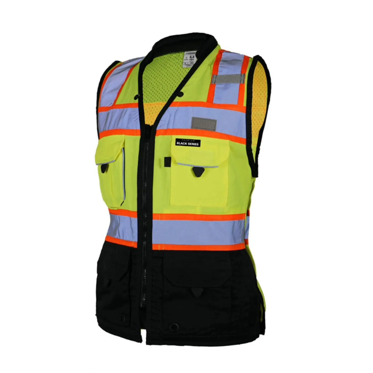 Kishigo S5021 Premium Black Series Women's Heavy Duty Surveyors Vest, Type R, Class 2, Lime, 1 Each
