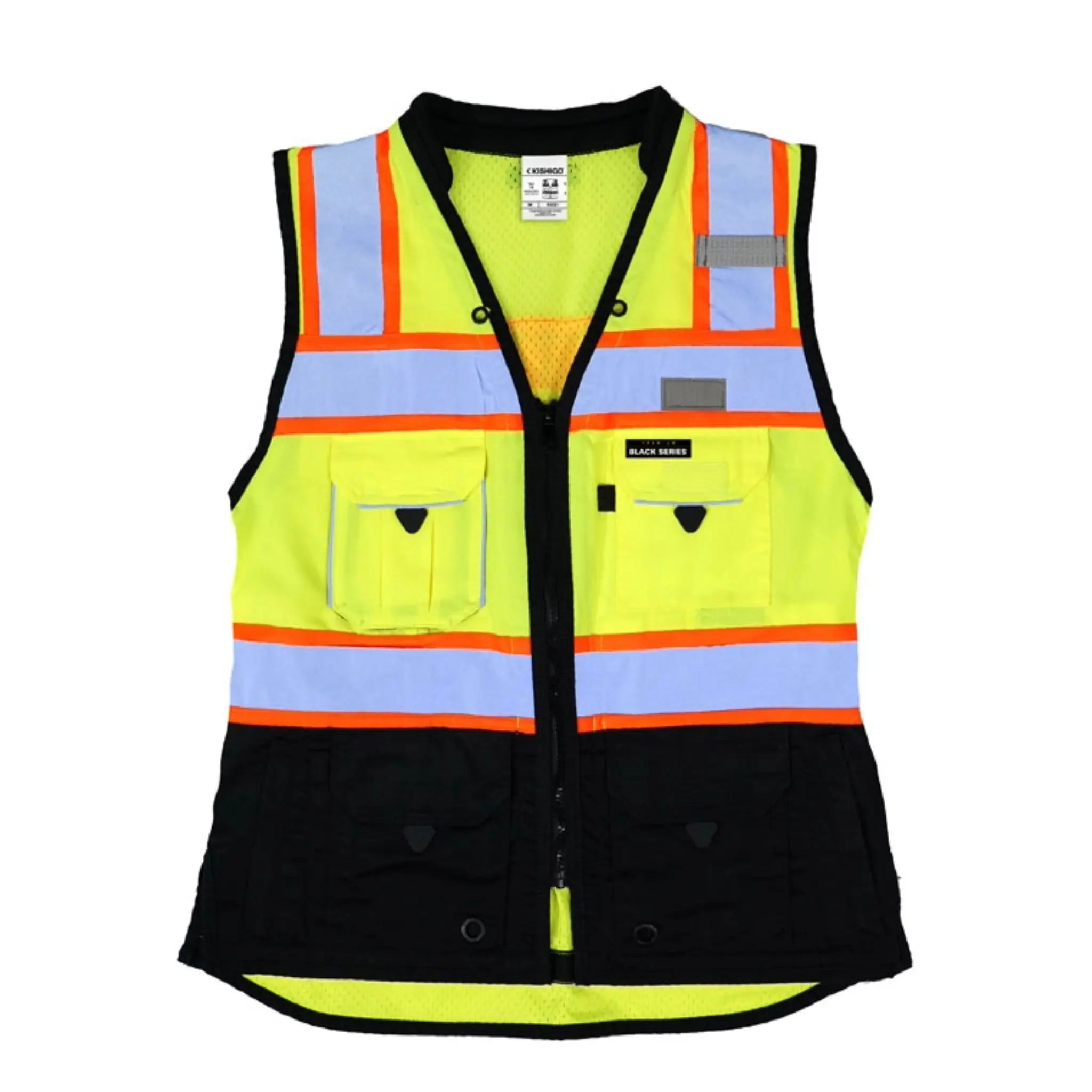 Kishigo S5021 Premium Black Series Women's Heavy Duty Surveyors Vest, Type R, Class 2, Lime, 1 Each