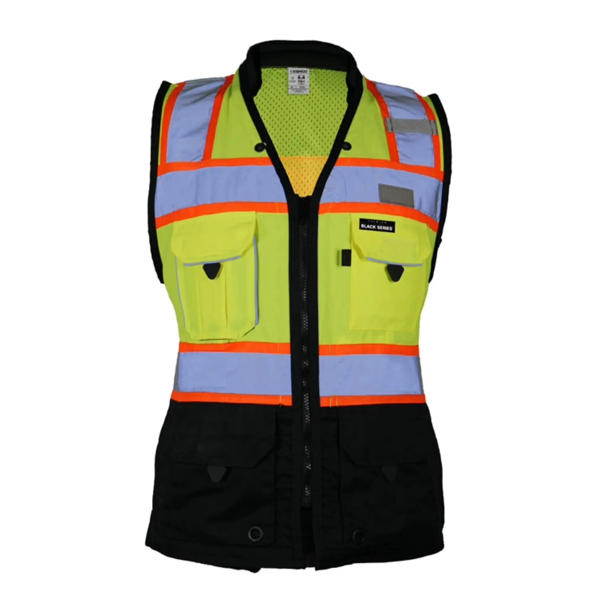 Kishigo S5021 Premium Black Series Women's Heavy Duty Surveyors Vest, Type R, Class 2, Lime, 1 Each