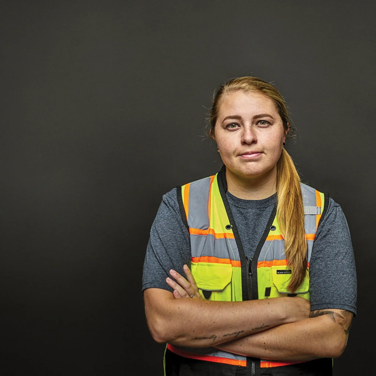 Kishigo S5021 Premium Black Series Women's Heavy Duty Surveyors Vest, Type R, Class 2, Lime, 1 Each