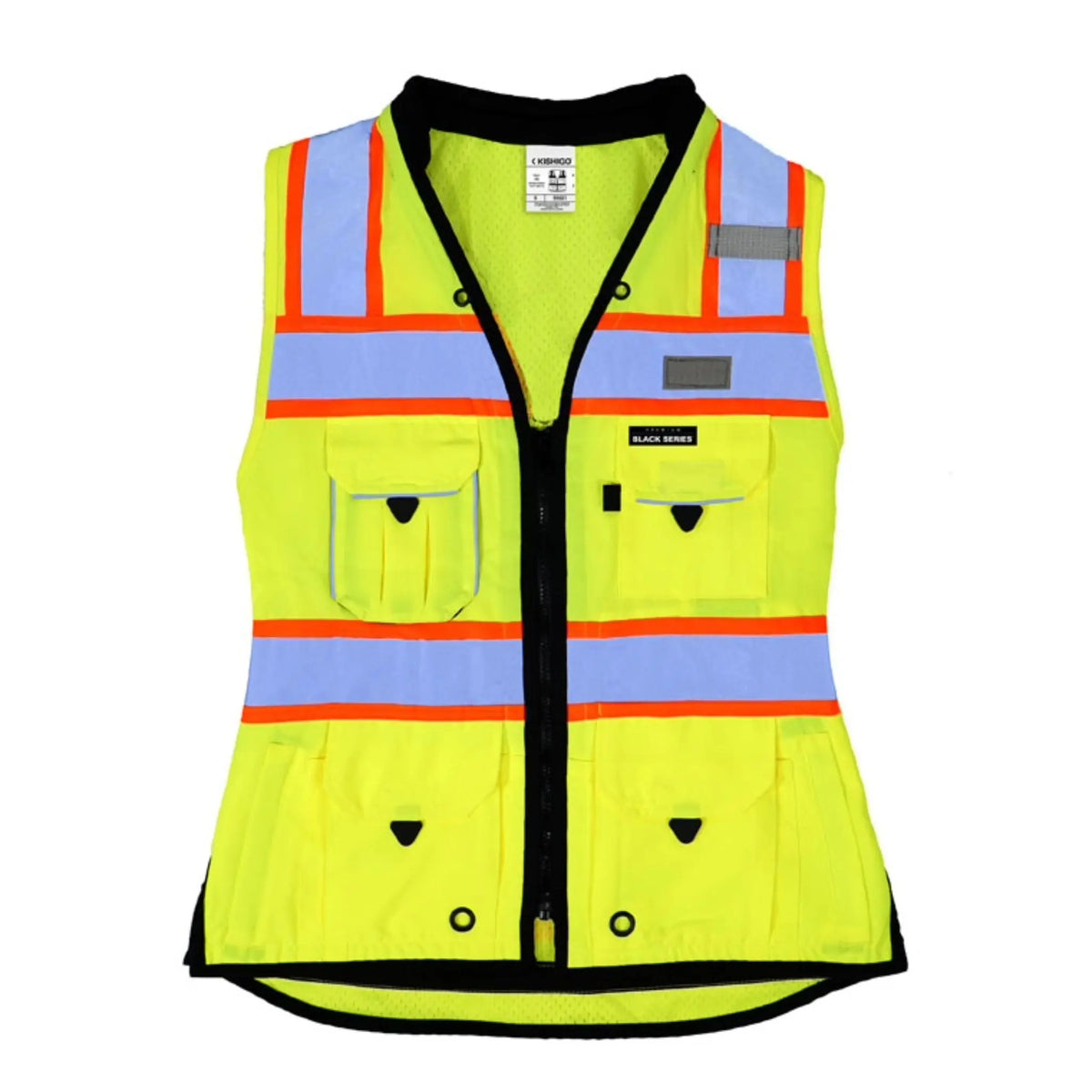 Kishigo S5021 Premium Black Series Women's Heavy Duty Surveyors Vest, Type R, Class 2, Lime, 1 Each