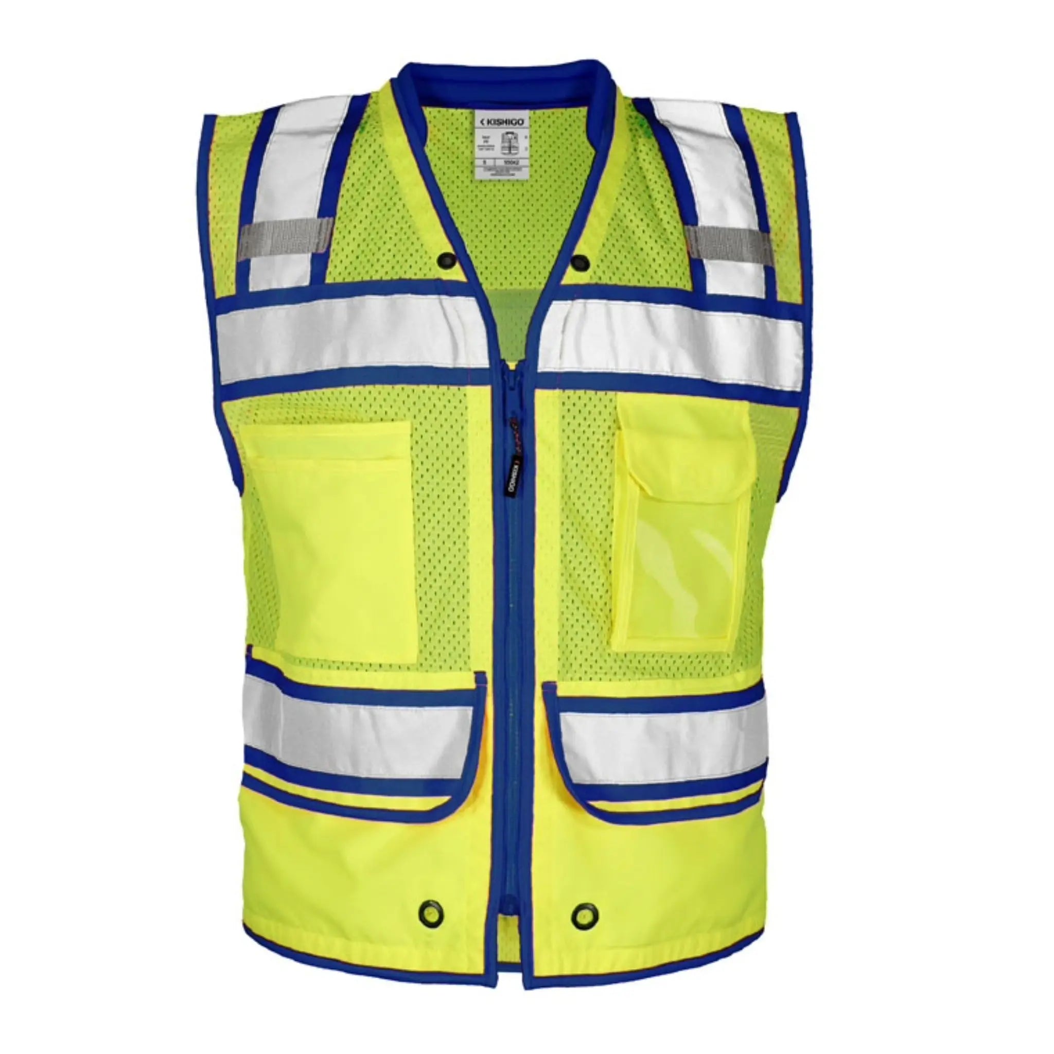 Kishigo S5042 Color Contrast High Performance Surveyors Vest, Type R, Class 2, Lime/Royal Blue, 1 Each