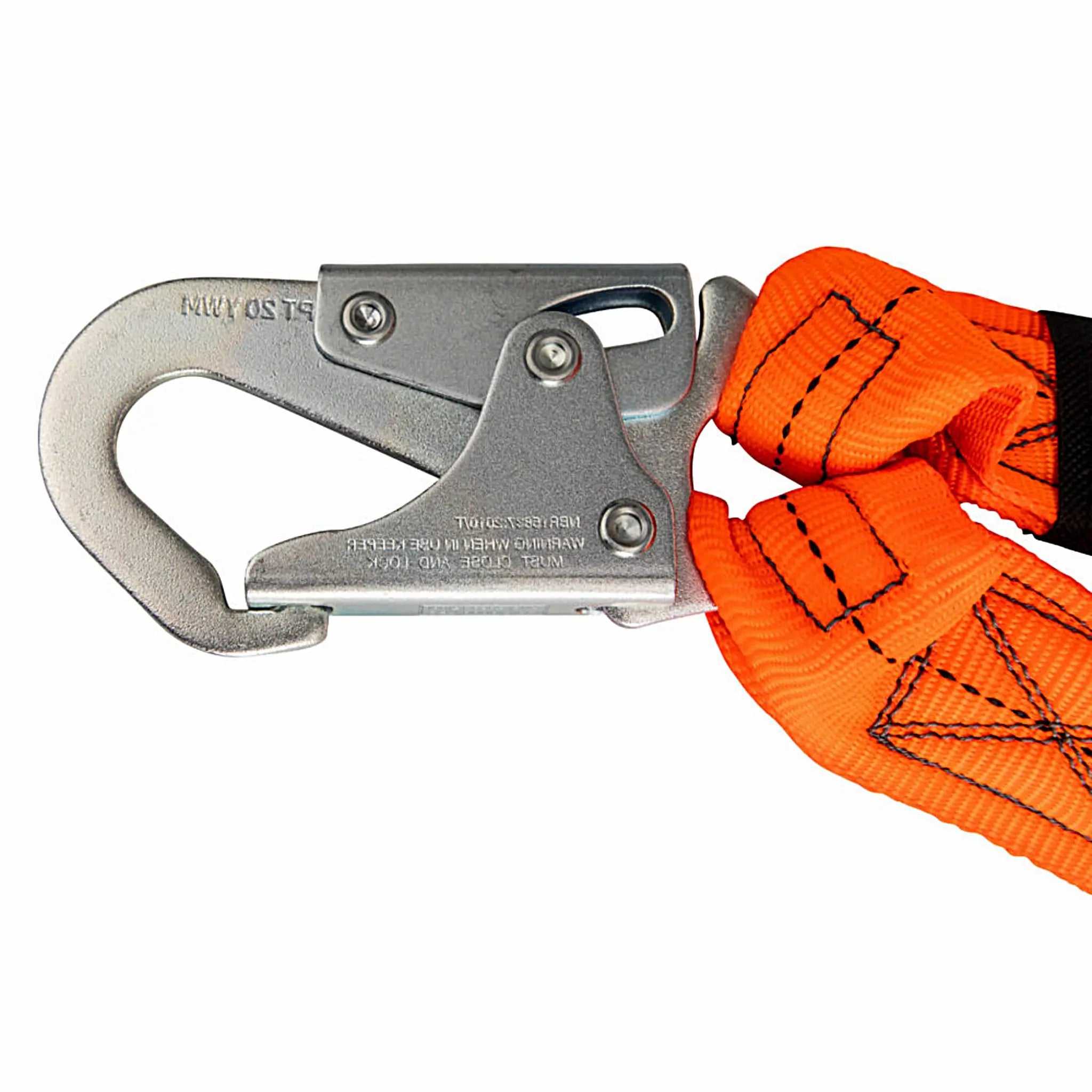 Safewaze FS88596 V-Line 6' Stretch Internal Energy Absorbing Lanyard, Dual Leg, Rebar Hooks, Rebar Hook