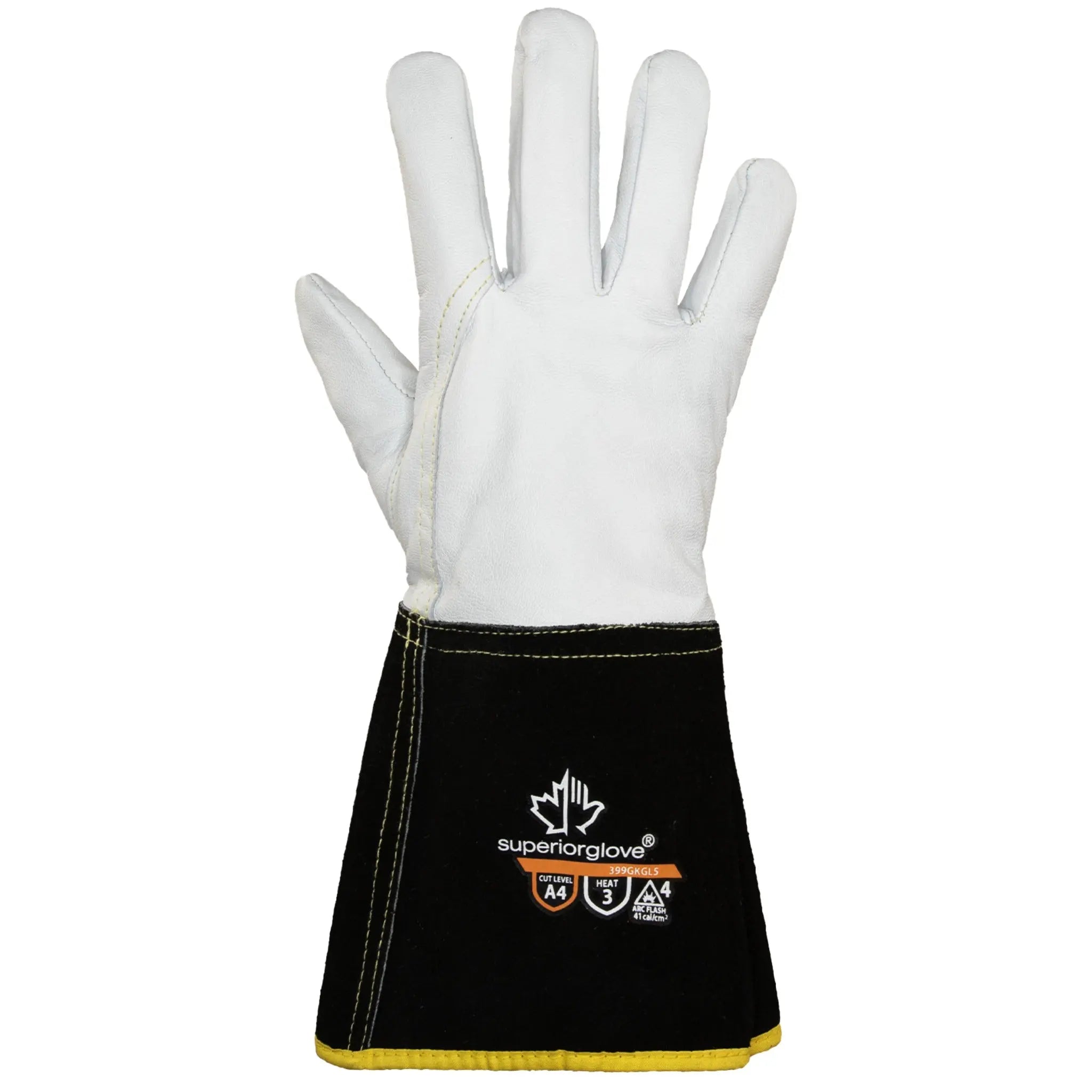 Superior Glove Works Endura 399GKGL5 Arc Flash Rated Leather Gloves with Cut A4 and Heat 3 Plus 5in Cuffs, Back Image