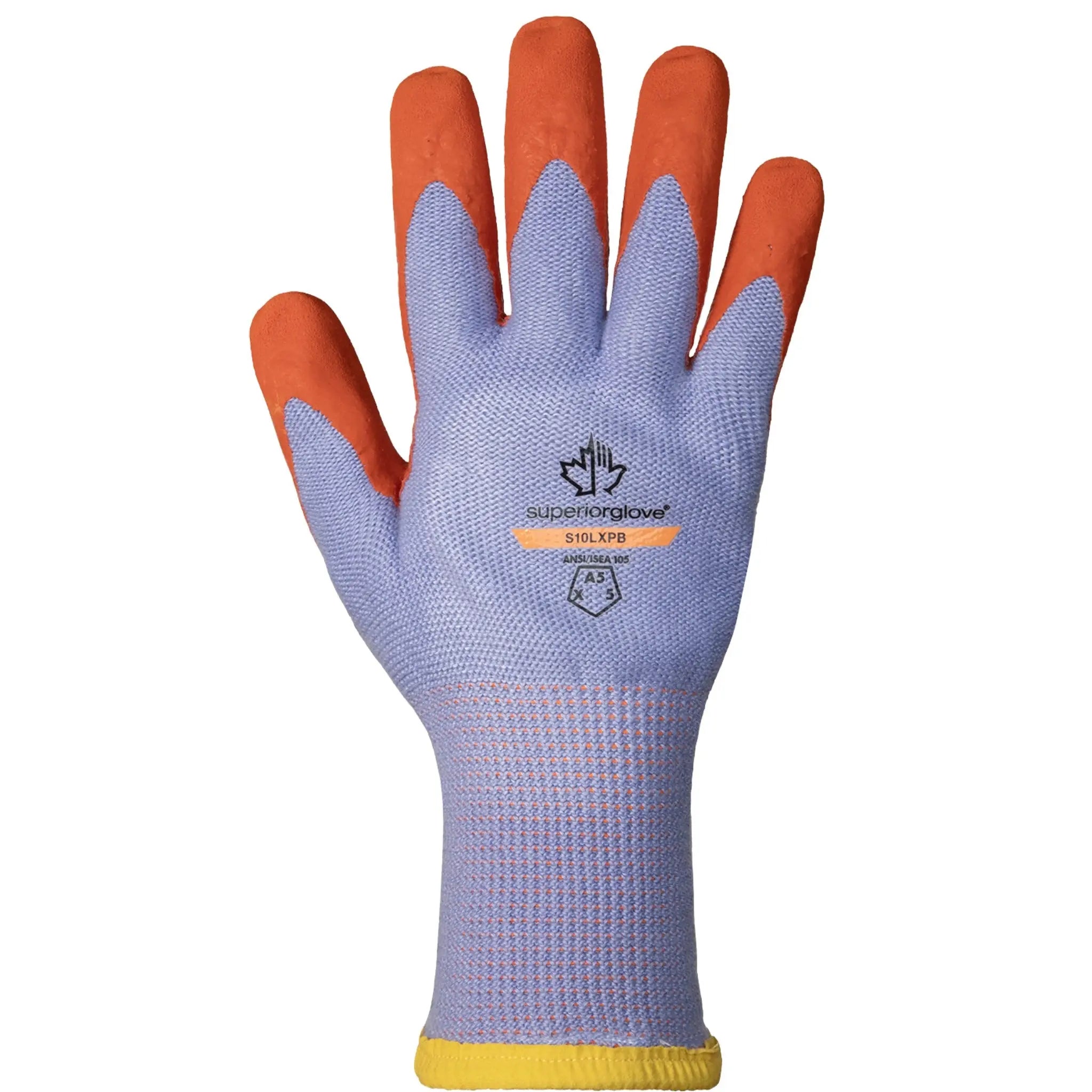 Superior Glove Works KnitActiv Pro S10LXPB Maximum 5 Hypodermic Puncture Protection Food Safe Knit Gloves with Cut A5 Plus Latex Palm Coating, 1 Pair