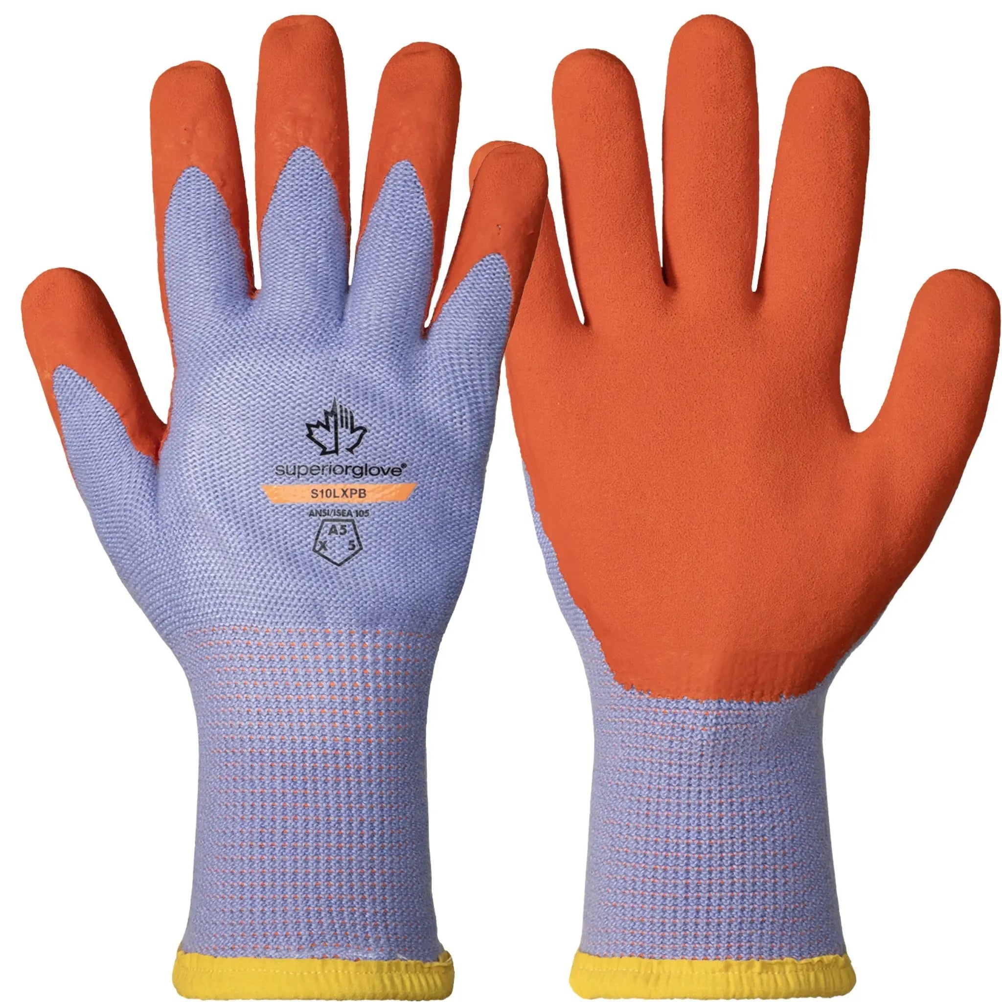 Superior Glove Works KnitActiv Pro S10LXPB Maximum 5 Hypodermic Puncture Protection Food Safe Knit Gloves with Cut A5 Plus Latex Palm Coating, 1 Pair