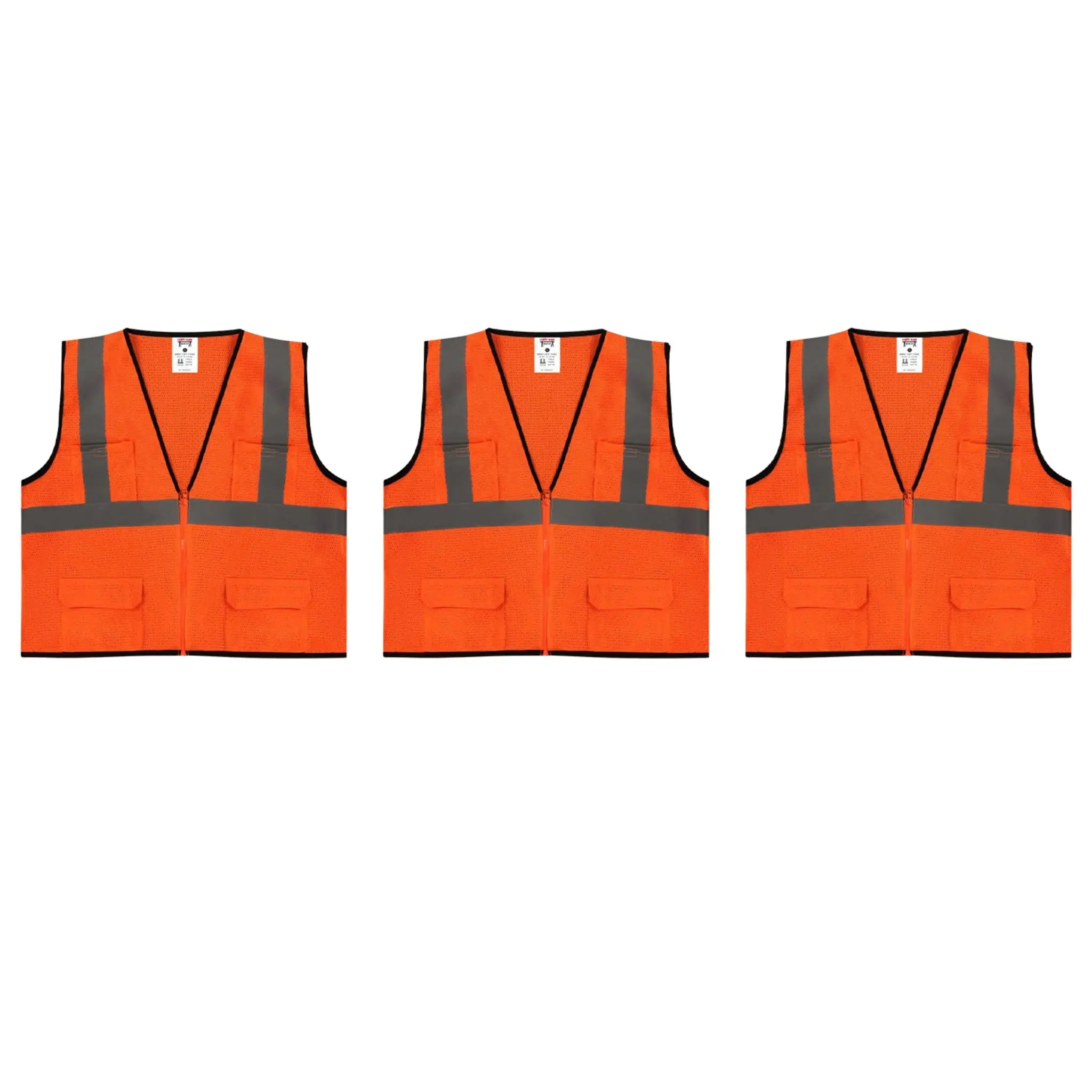Safety Main 05EAMO Economy Vest, Class 2, All Mesh, Hi-Vis Orange, 3 Pack, Front Image
