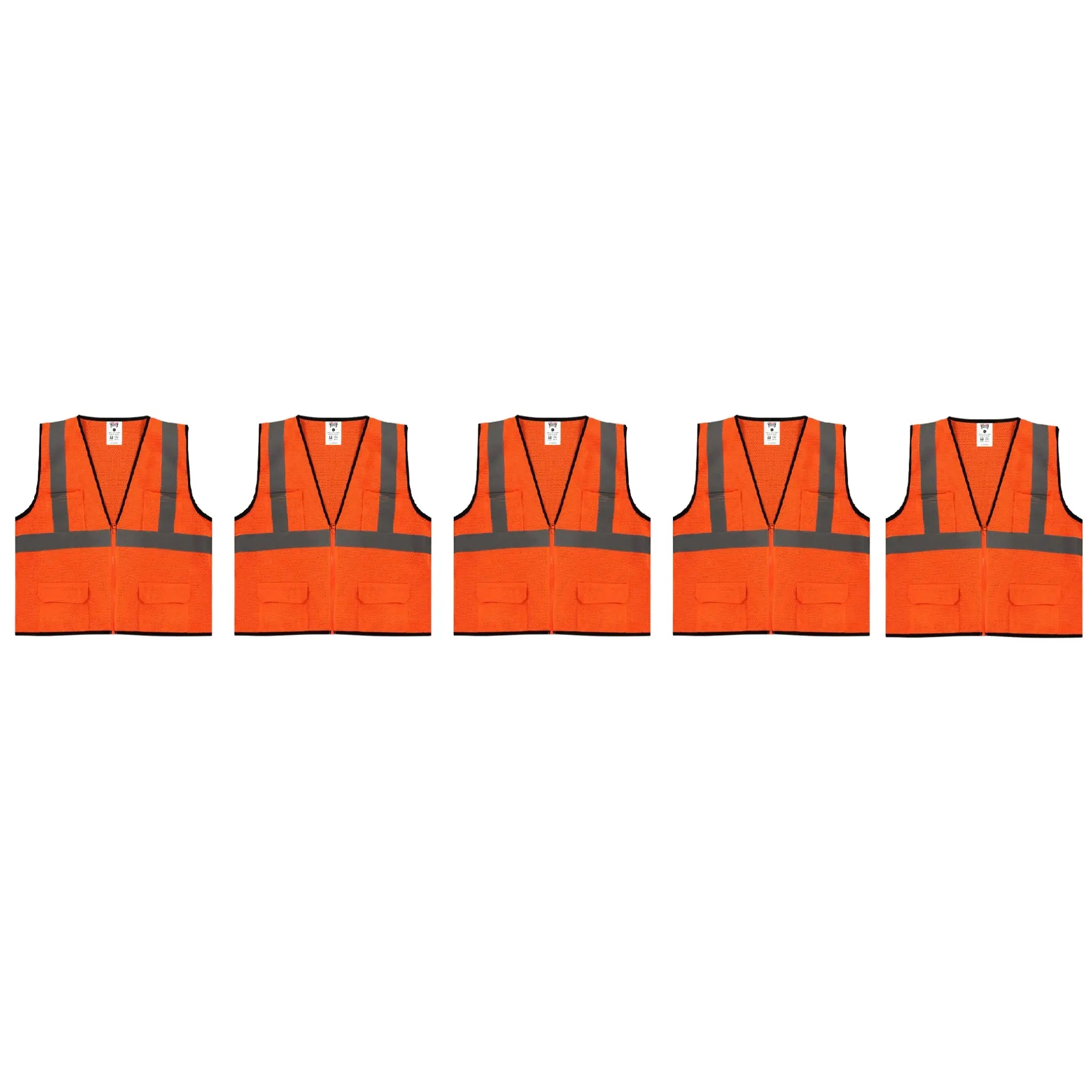 Safety Main 05EAMO Economy Vest, Class 2, All Mesh, Hi-Vis Orange, 5 Pack