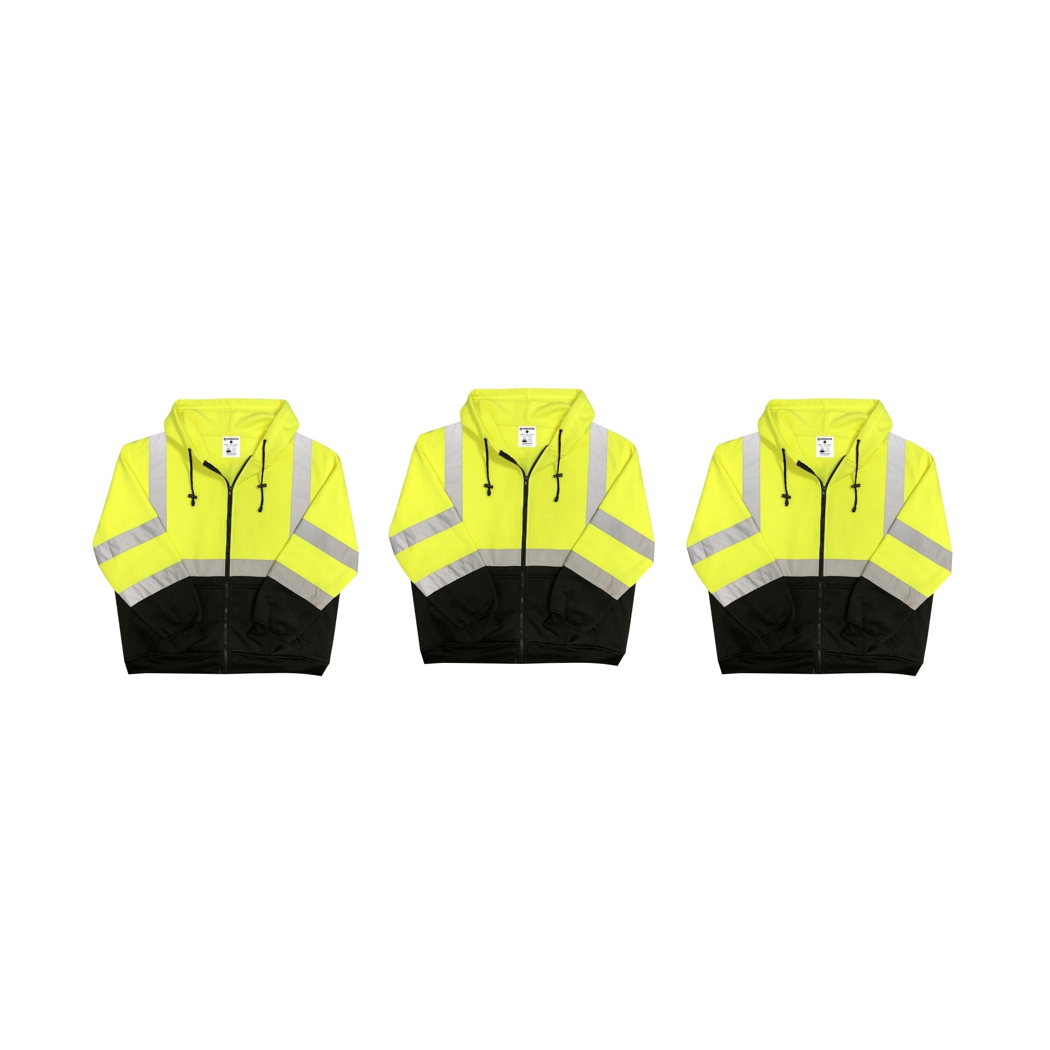 Safety Main 05LWJYB Lightweight Jacket, Class 3, Hi-Vis Yellow with Black Bottom, Pack of 3