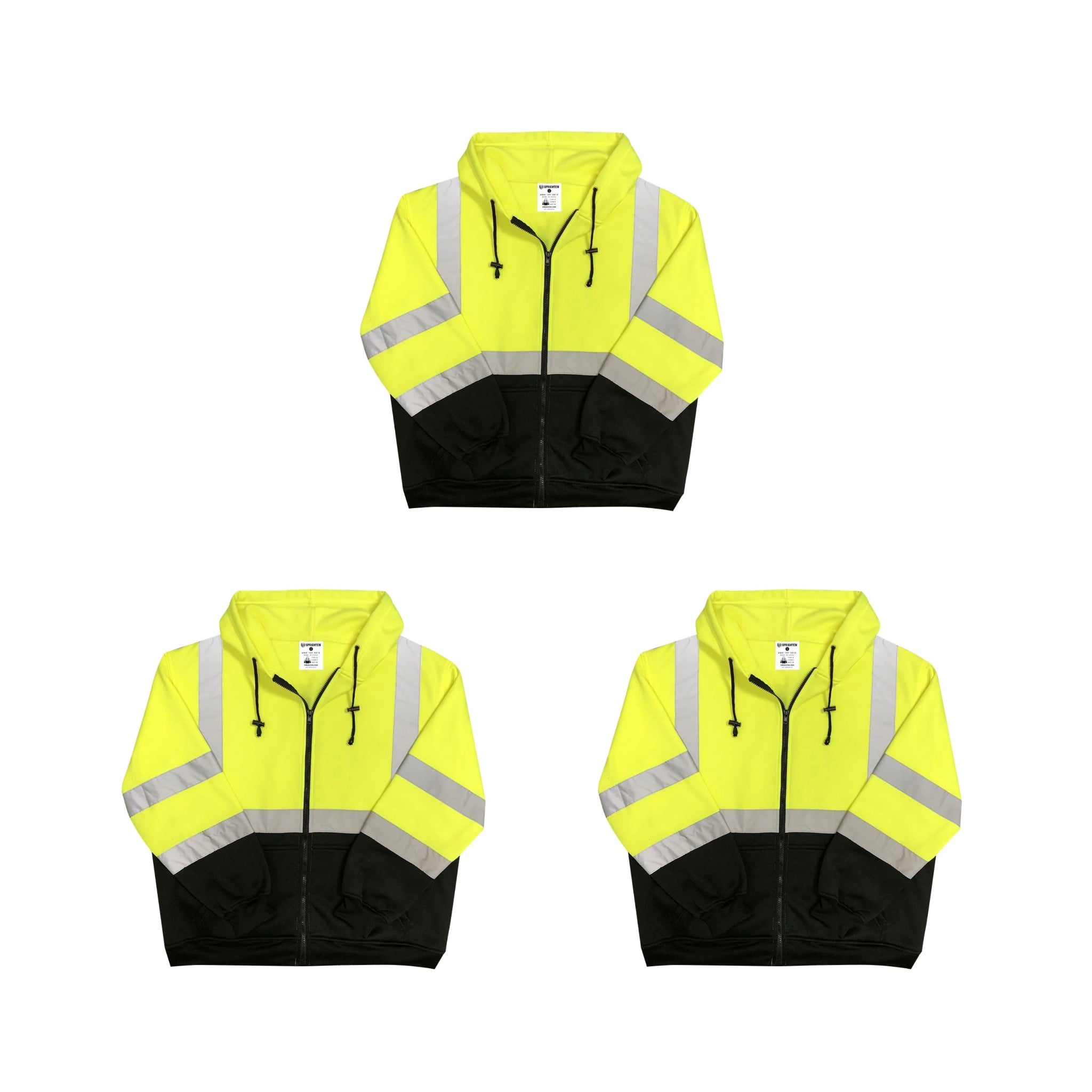 Safety Main 05LWJYB Lightweight Jacket, Class 3, Hi-Vis Yellow with Black Bottom, Pack of 3