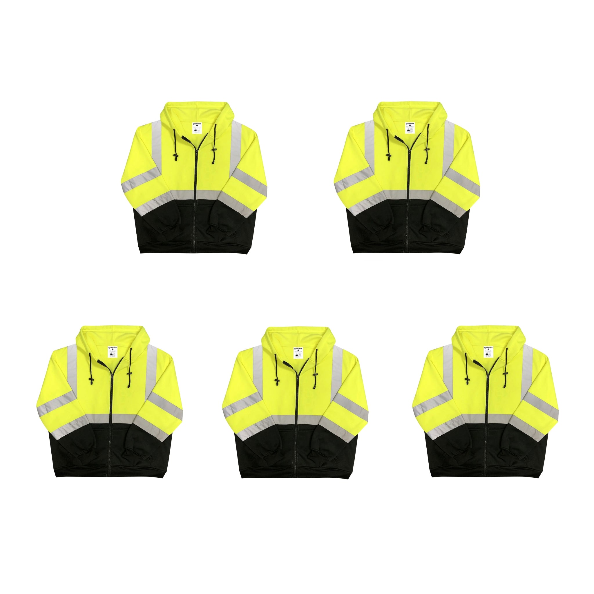 Safety Main 05LWJYB Lightweight Jacket, Class 3, Hi-Vis Yellow with Black Bottom, Pack of 5