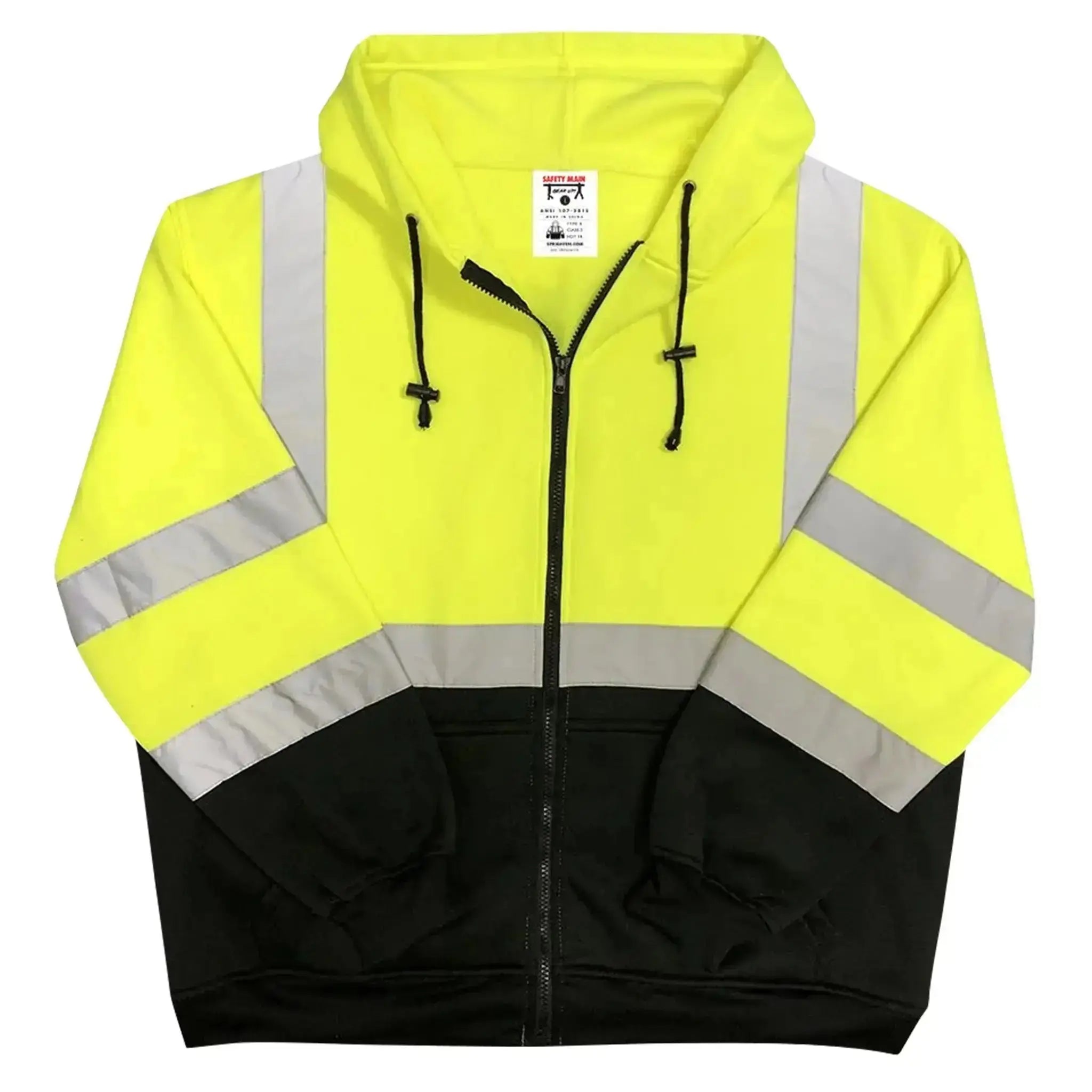 Safety Main 05LWJYB Lightweight Jacket, Class 3, Hi-Vis Yellow with Black Bottom, Front View Image