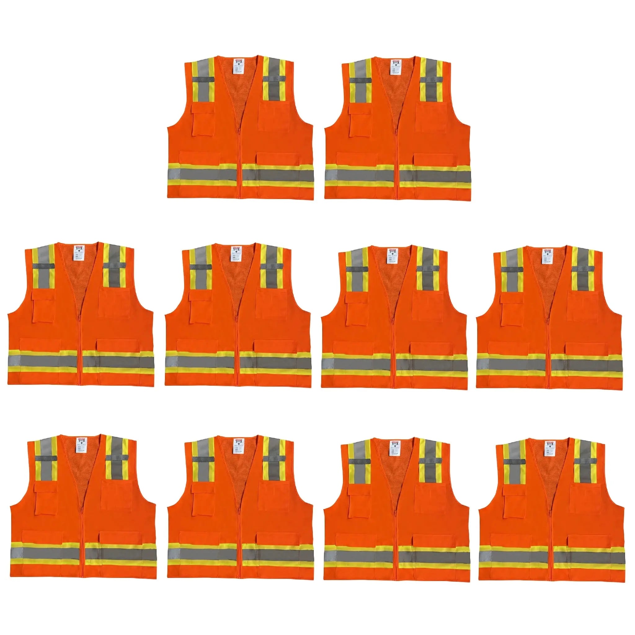 Safety Main 05TTSOZ Surveyor Vest, Class 2, Solid Front, Mesh Back, Hi-Vis Orange, Main Image