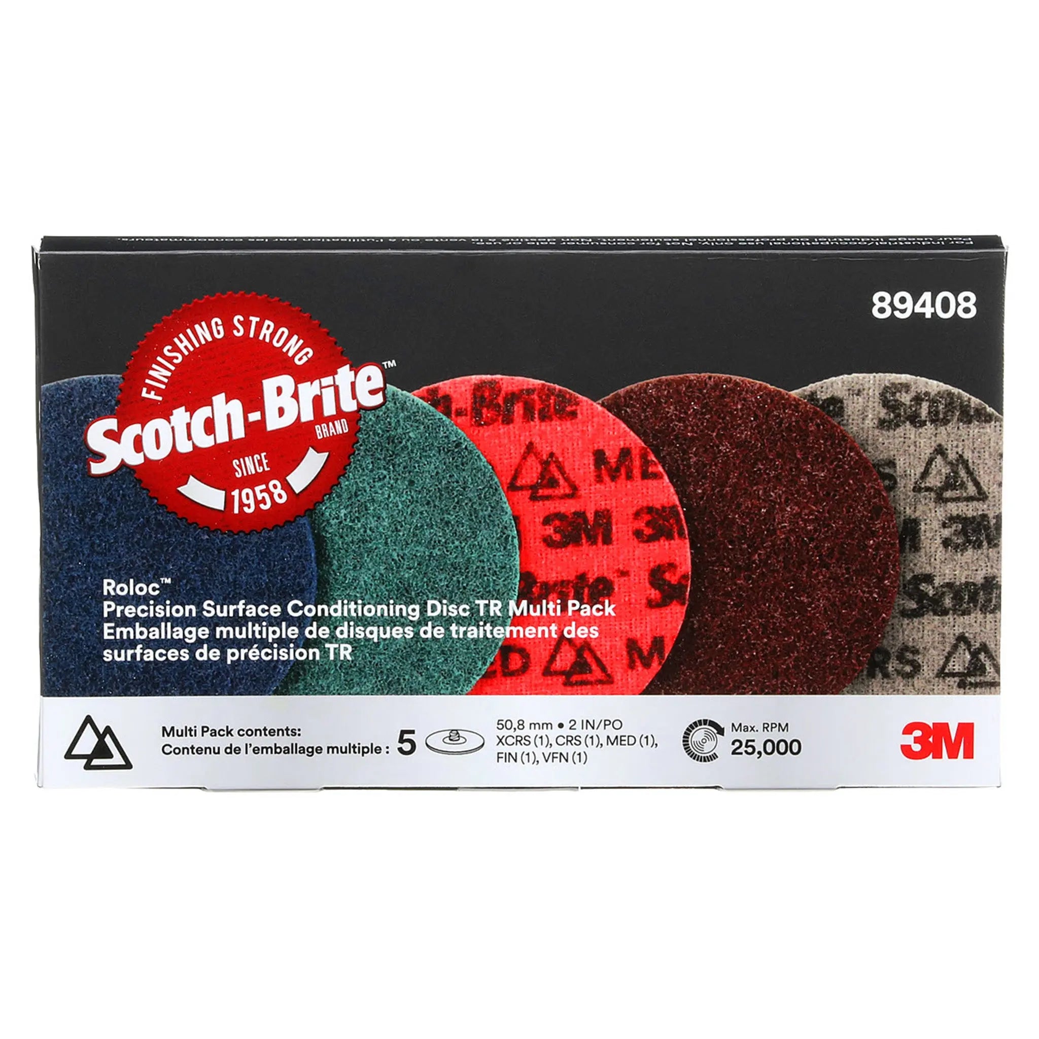 Scotch-Brite Roloc Precision Surface Conditioning Disc PN-DR TR 2 in Multi-Grade, Case of 10Â