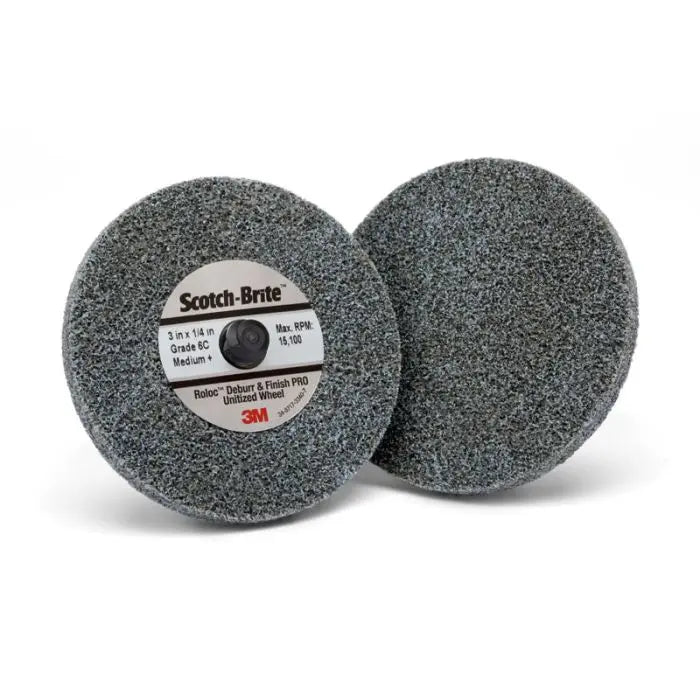 Scotch-Brite™ Roloc™ Deburr and Finish PRO Unitized Wheel,TR, 3 in x 1/8 in x NH, 8C CRS+, 10 per inner, 40 per case